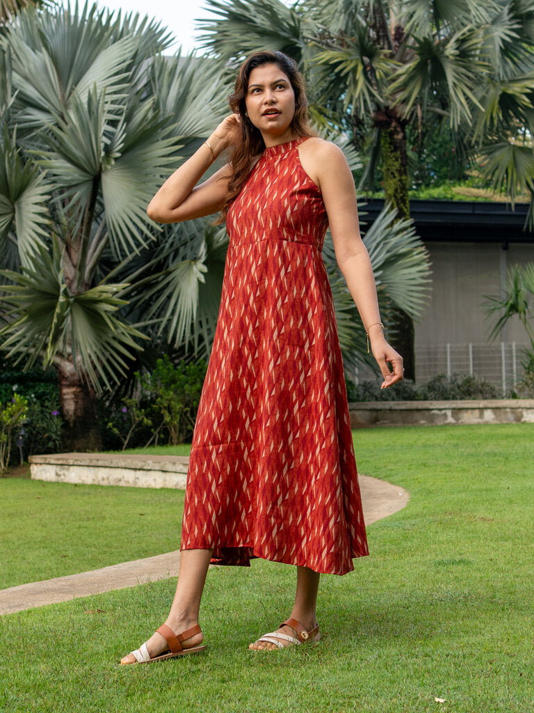 Élan Women's Halter Dress in Muslin Cotton