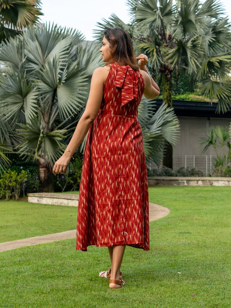 Élan Women's Halter Dress in Muslin Cotton