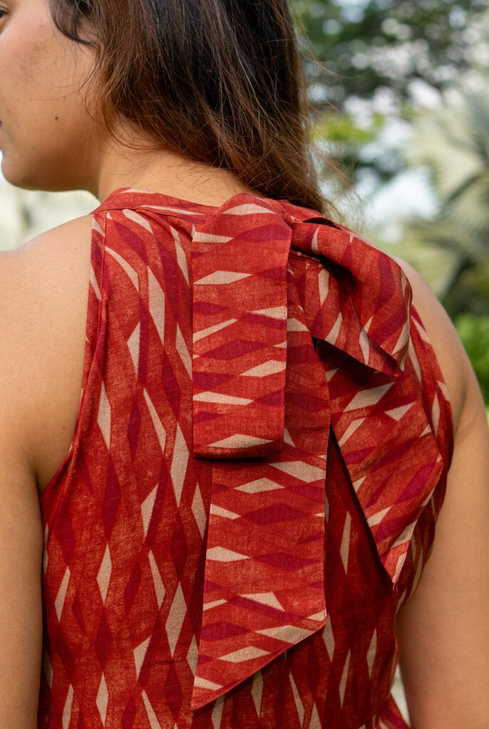 Élan Women's Halter Dress in Muslin Cotton