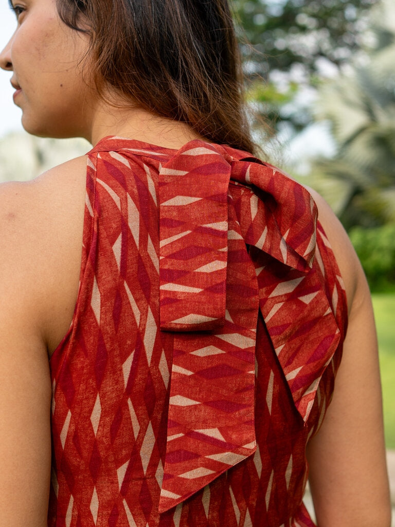 Élan Women's Halter Dress in Muslin Cotton