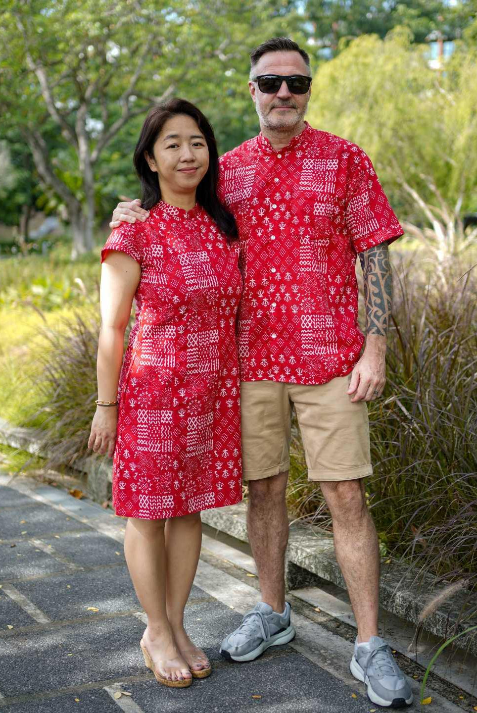 Ember Red Men Mandarin Shirt in Cotton