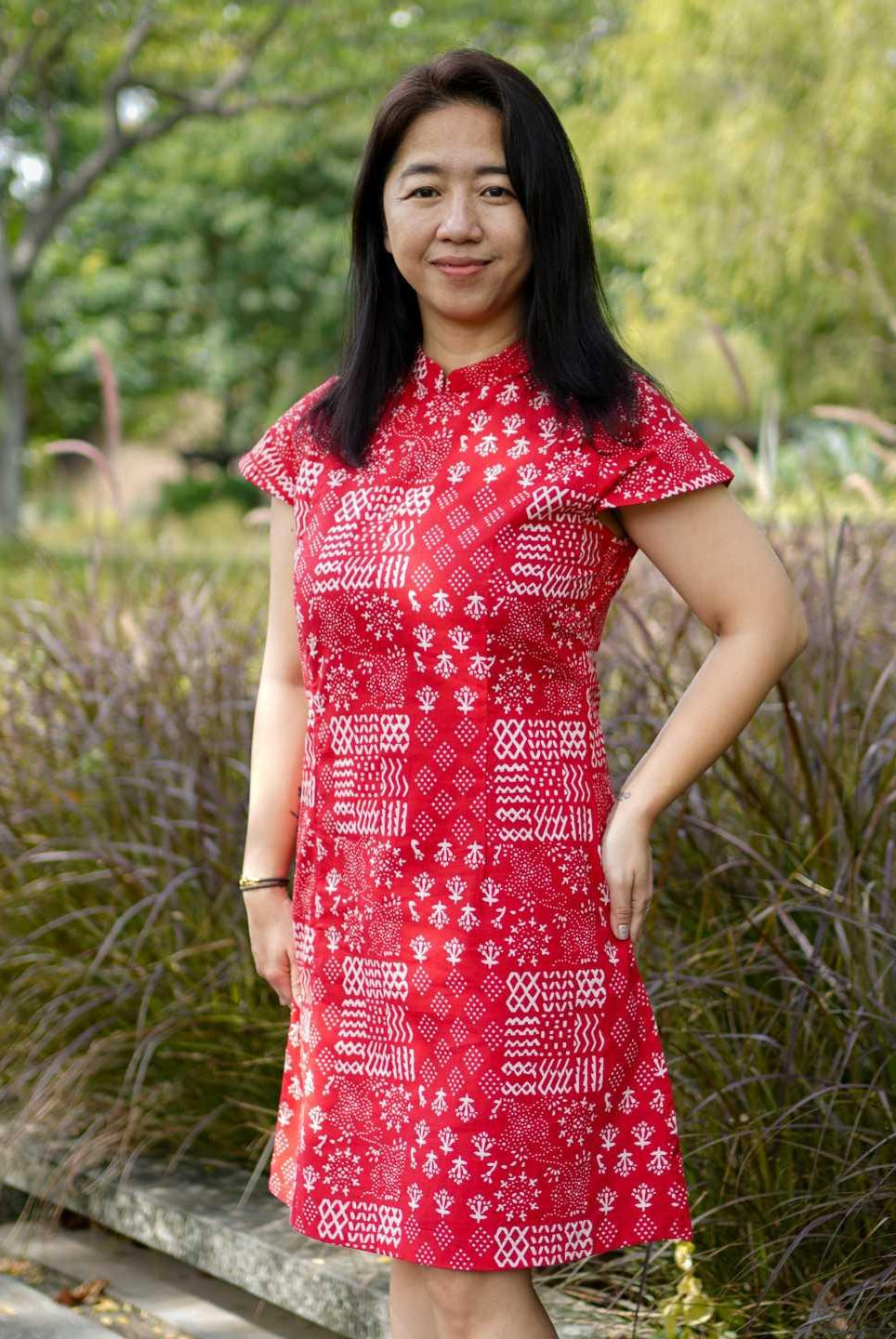 Ember Red Women Cheongsam Dress in Cotton