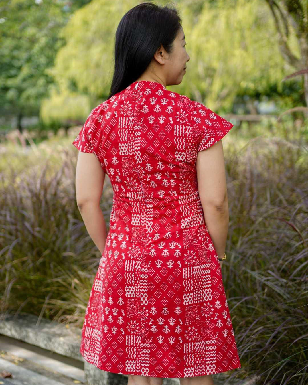 Ember Red Women Cheongsam Dress in Cotton