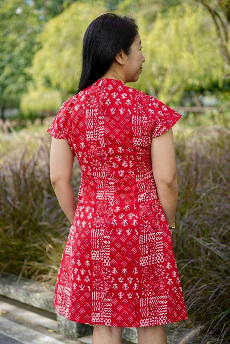 Ember Red Women Cheongsam Dress in Cotton