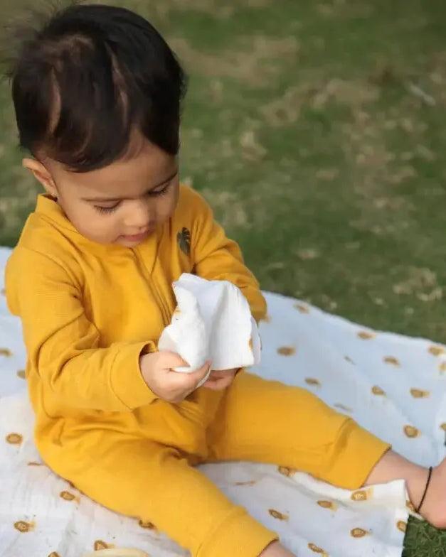 Organic Muslin Face Napkin - A Day With Dinos, Set of 2 Dulaar