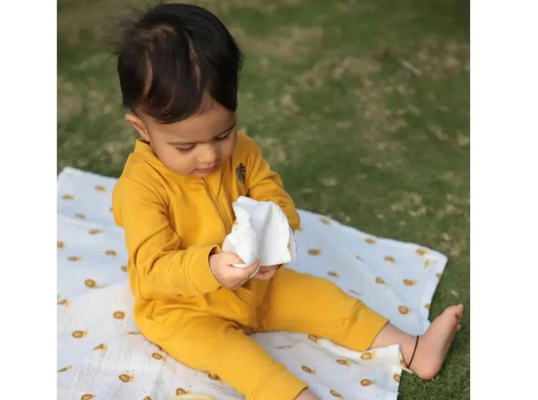 Organic Muslin Face Napkin - A Day With Dinos, Set of 2 Dulaar