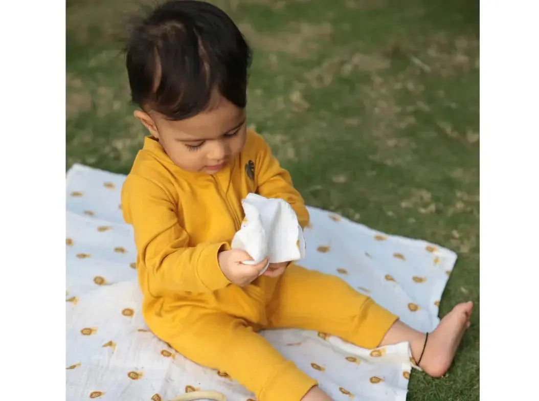 Organic Muslin Face Napkin - Happy camper, Set of 2 Dulaar