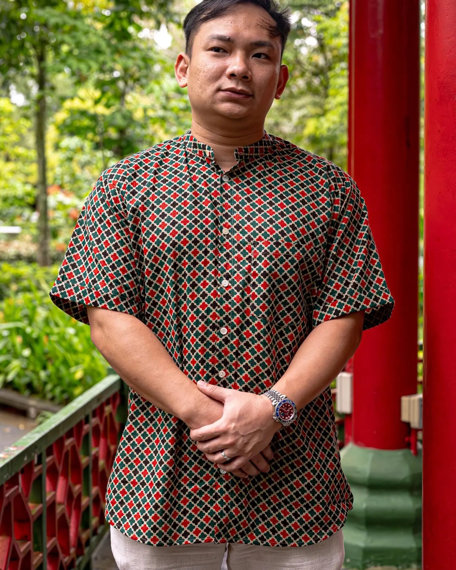 Gingham Adults Unisex Cotton Shirt in Checkered Green Nimbu