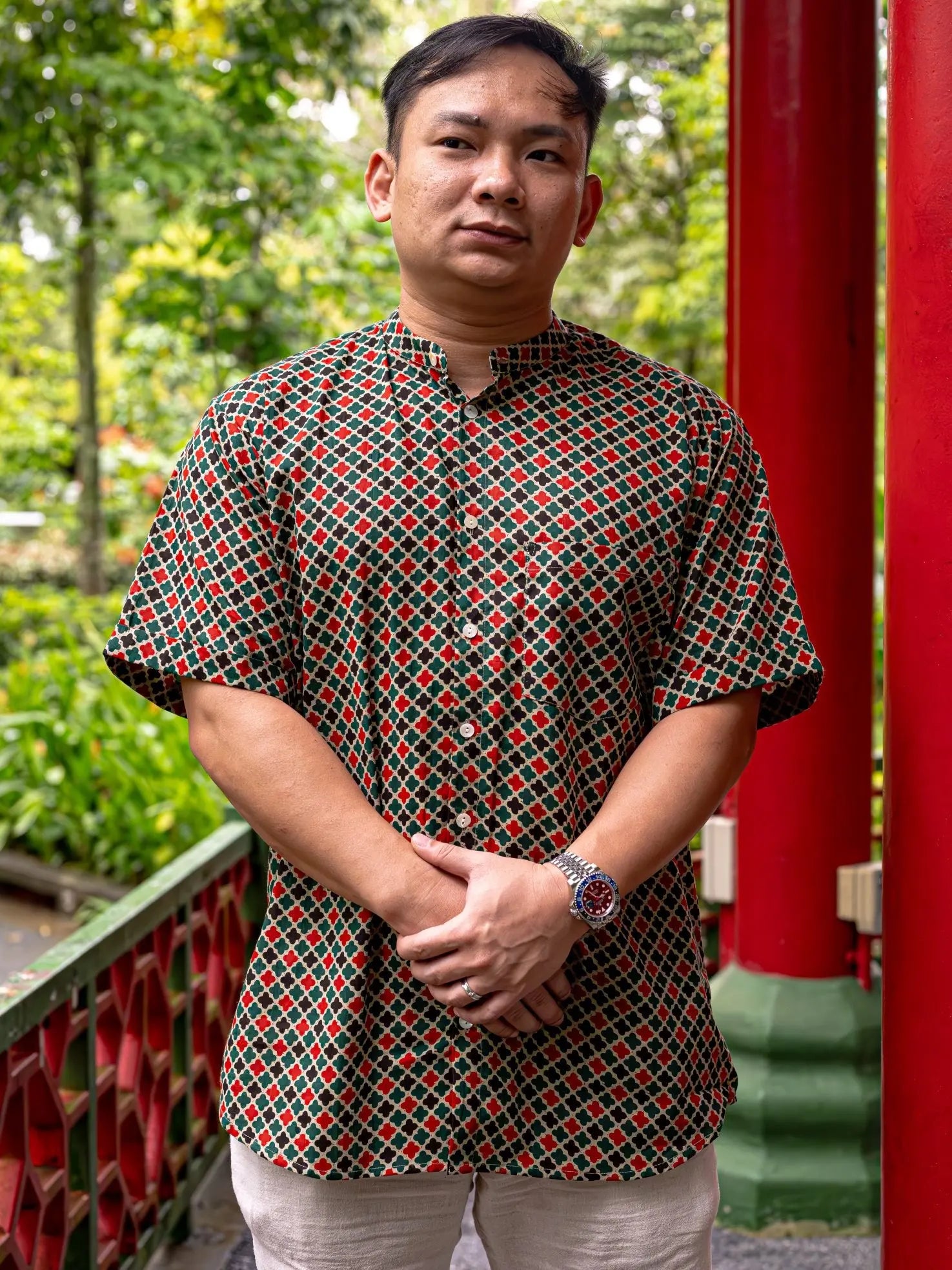 Gingham Adults Unisex Cotton Shirt in Checkered Green Nimbu