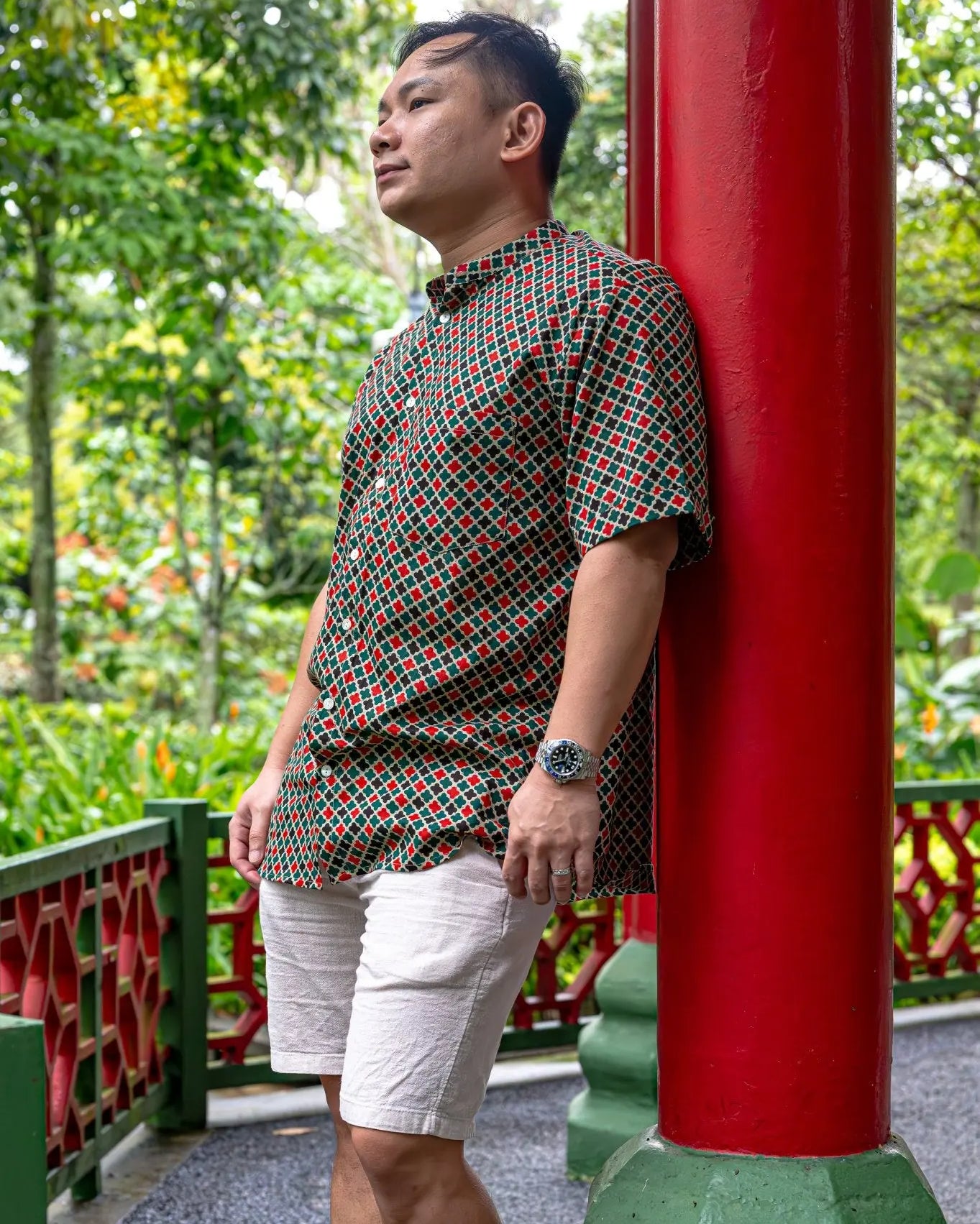 Gingham Adults Unisex Cotton Shirt in Checkered Green Nimbu