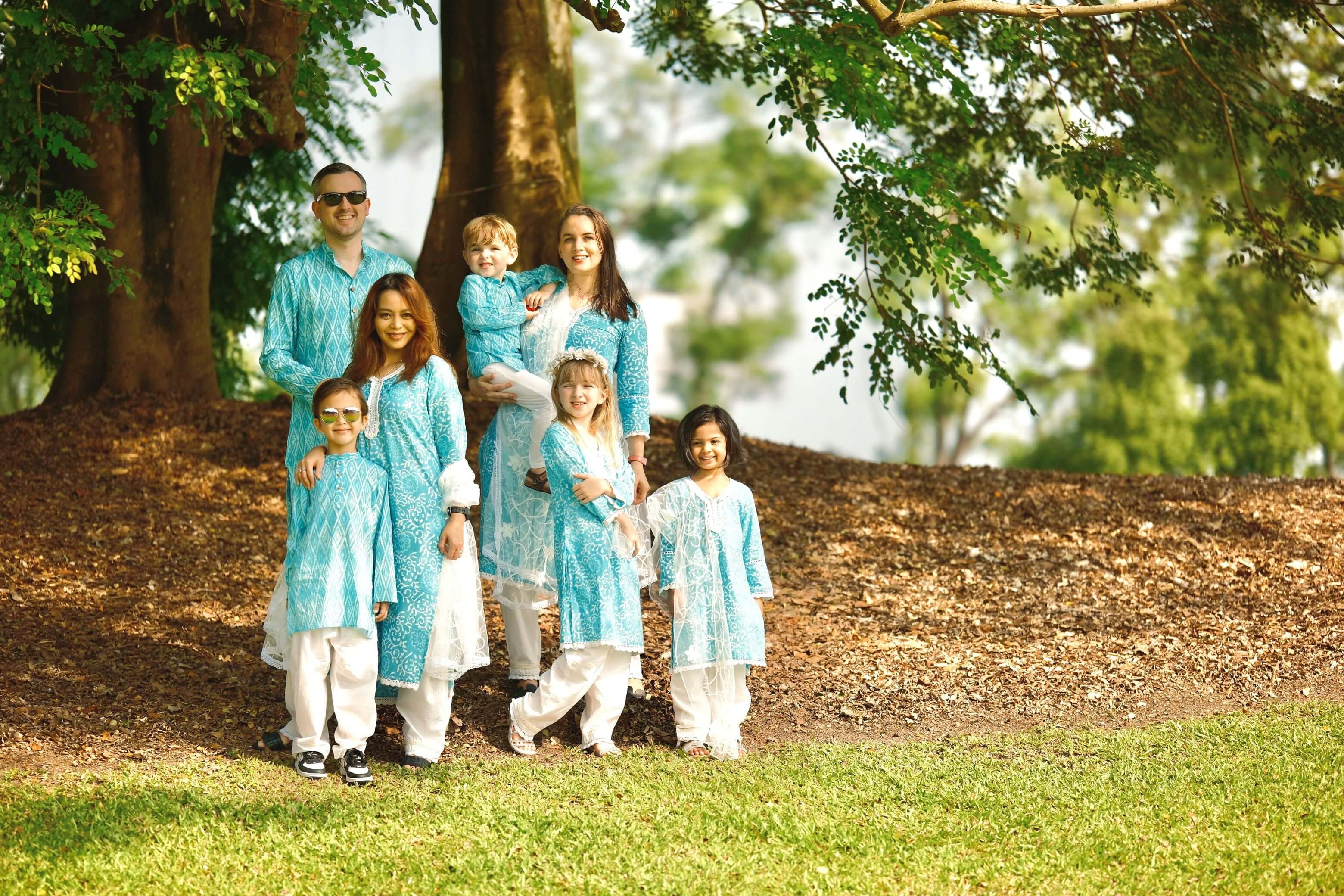'Meher' Girls Blue Kurti, Pants with Lace Work and Embroidered White Net Scarf Set Nimbu