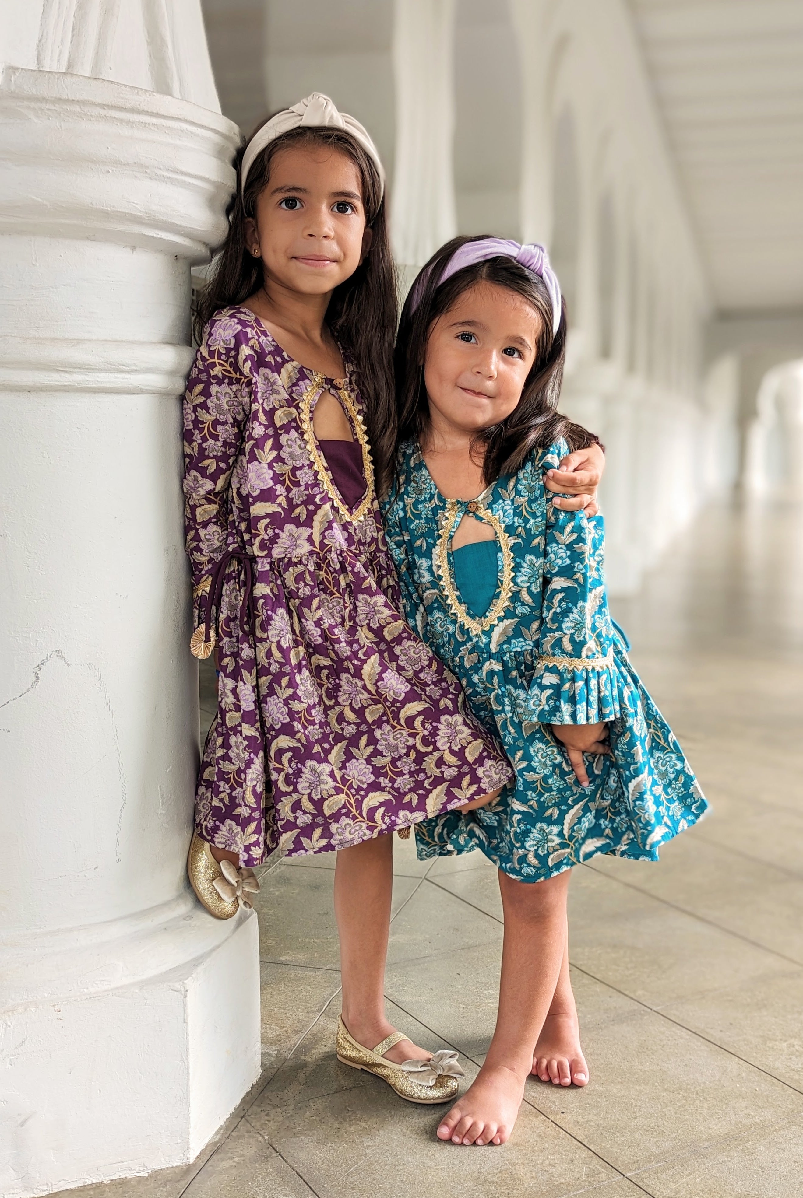 'Naaz' Sharara Set for girls in Teal Blue Nimbu Singapore