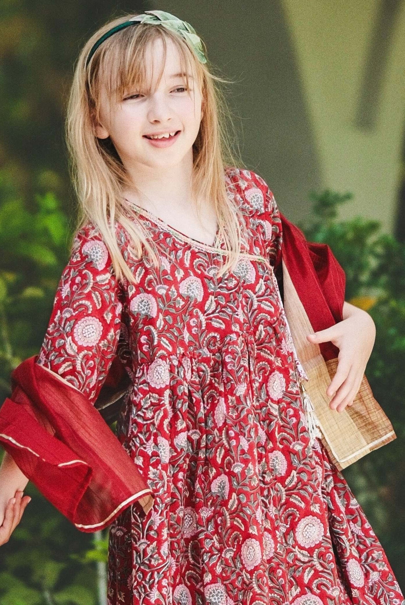 Jashn Anarkali Girls Kurti Dress with Matching Cotton Pants & Dupatta