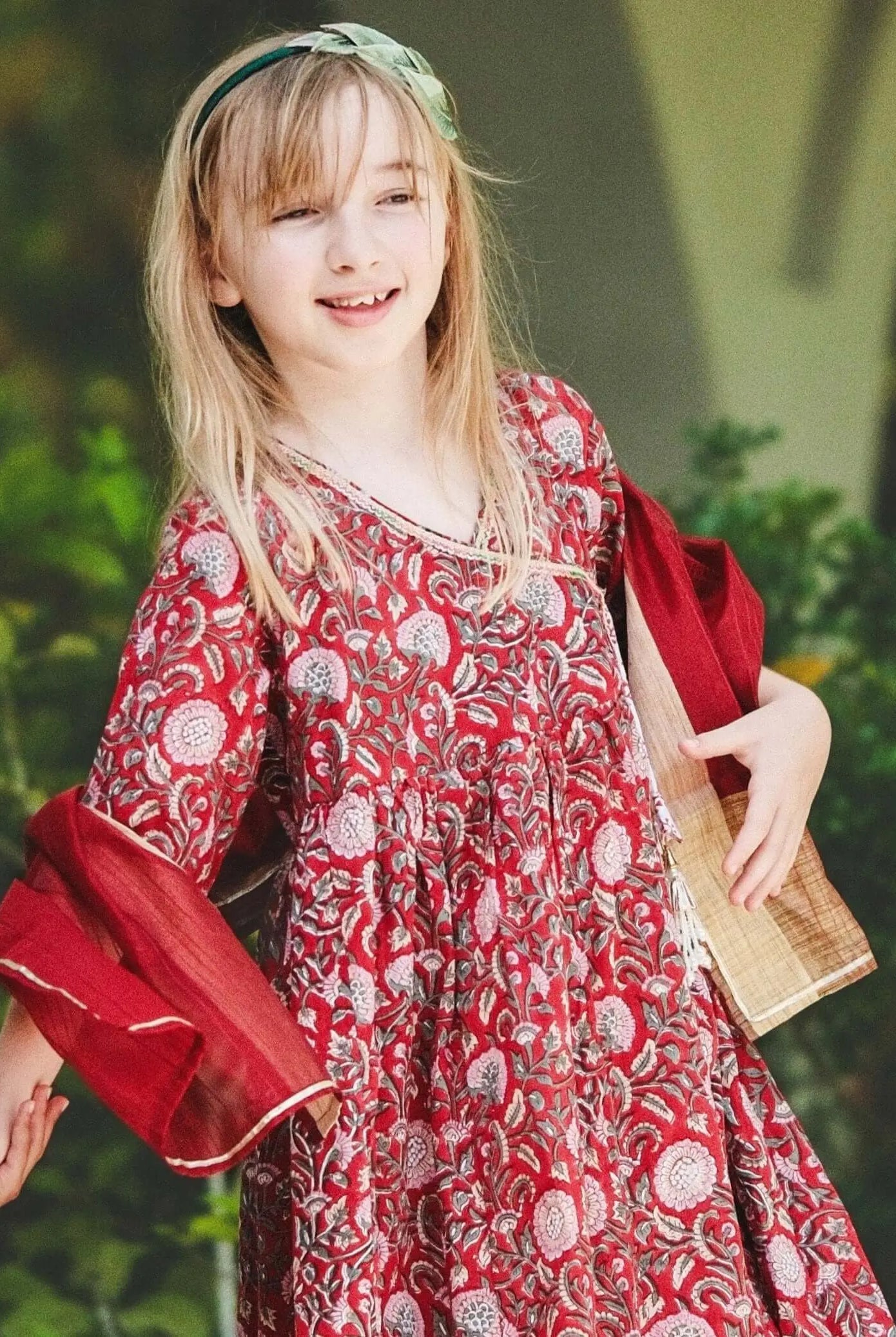 Jashn Anarkali Girls Kurti Dress with Matching Cotton Pants & Dupatta