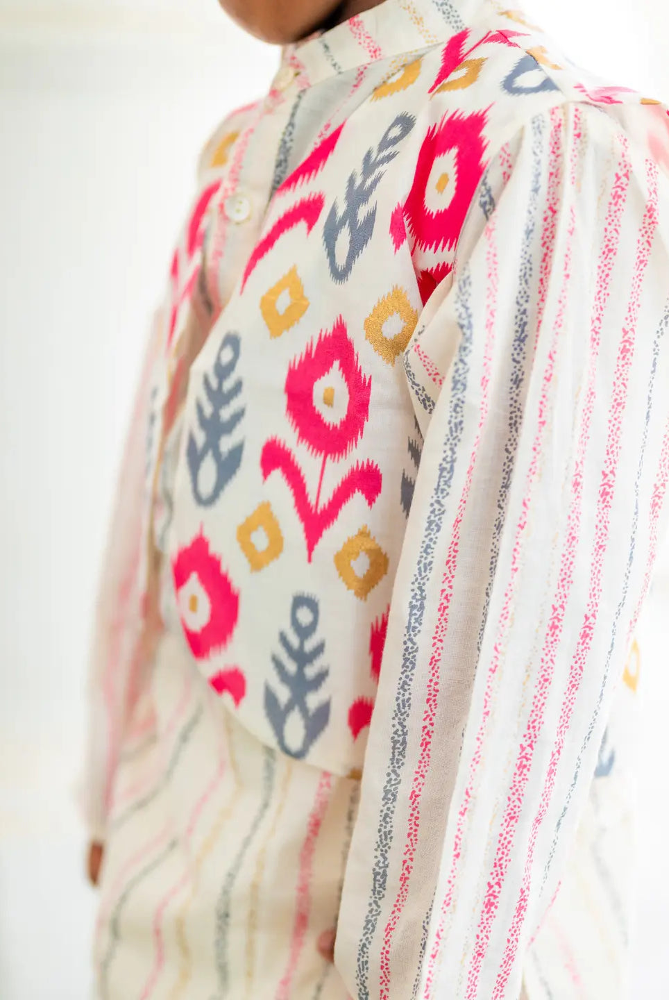 Gul Pink Boys Kurta Dhoti Jacket in Cotton Nimbu