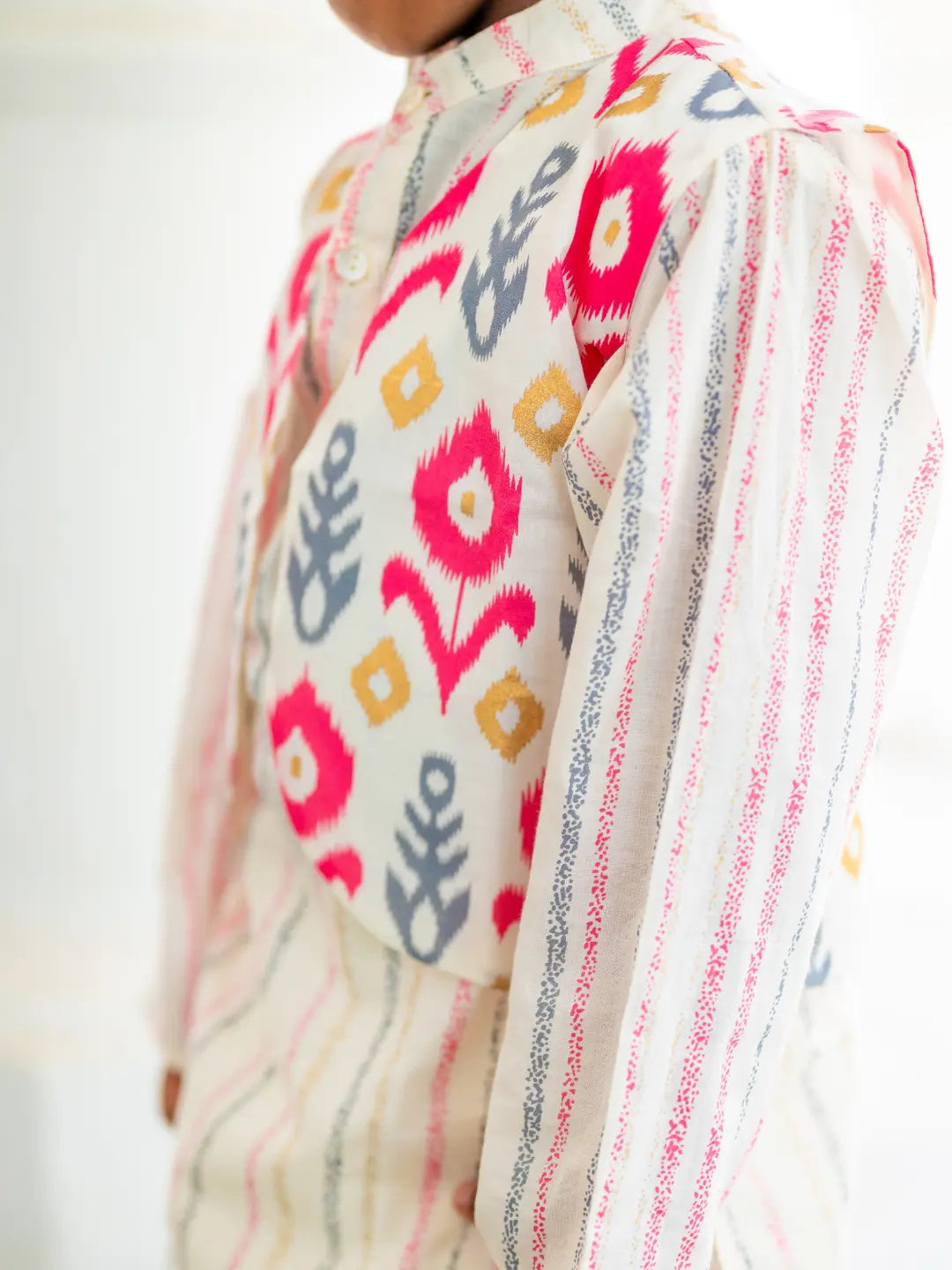 Gul Pink Boys Kurta Dhoti Jacket in Cotton Nimbu