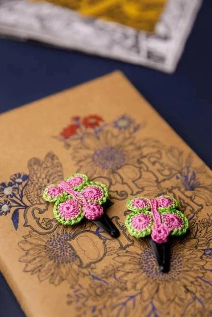 crochet butterfly hair clip for girls in pink