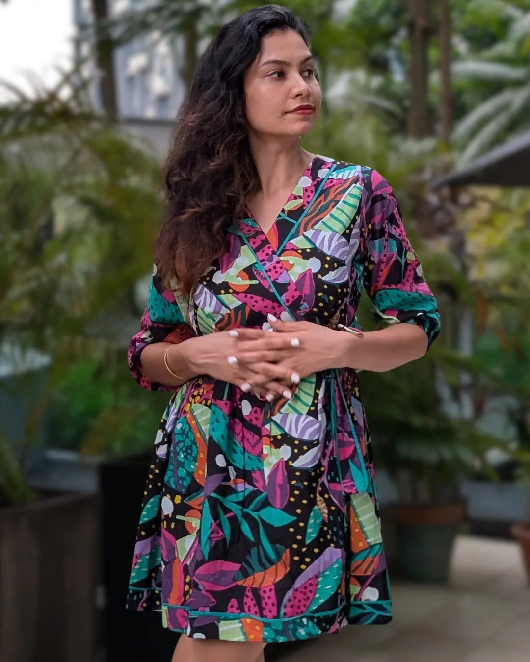 Havana Starry Night Women Short Dress in Cotton Nimbu