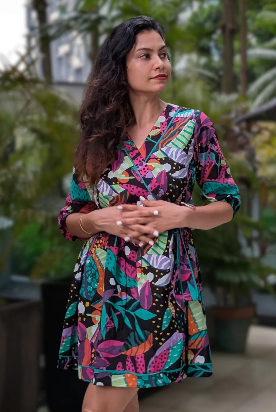 Havana Starry Night Women Short Dress in Cotton Nimbu