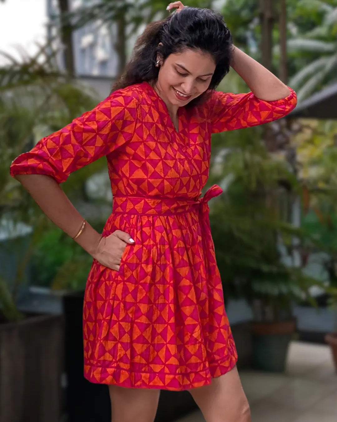 Havana Tango Sorbet Women Short Dress in Cotton Nimbu