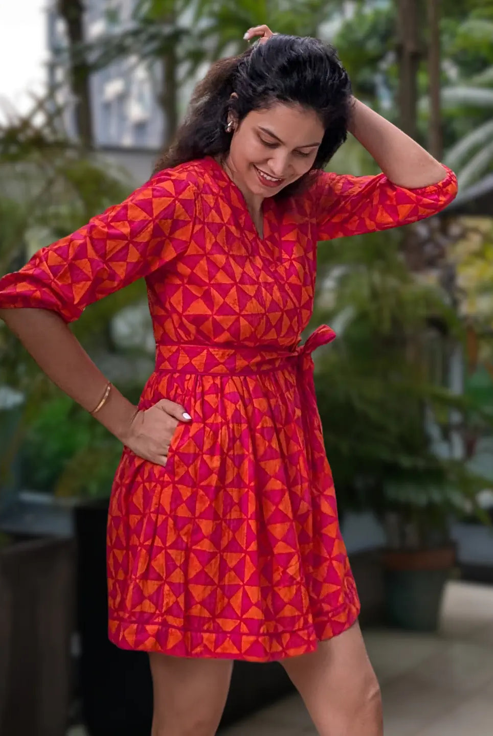Havana Tango Sorbet Women Short Dress in Cotton Nimbu
