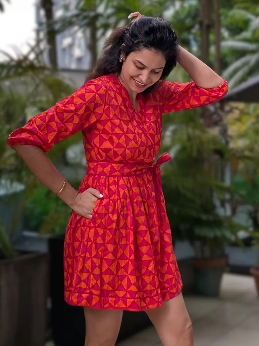 Havana Tango Sorbet Women Short Dress in Cotton Nimbu