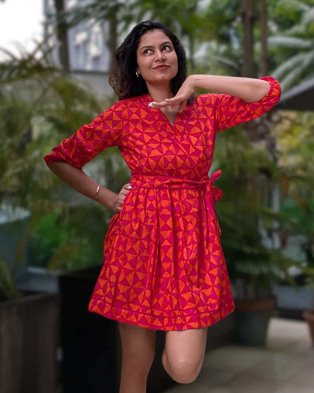 Havana Tango Sorbet Women Short Dress in Cotton Nimbu