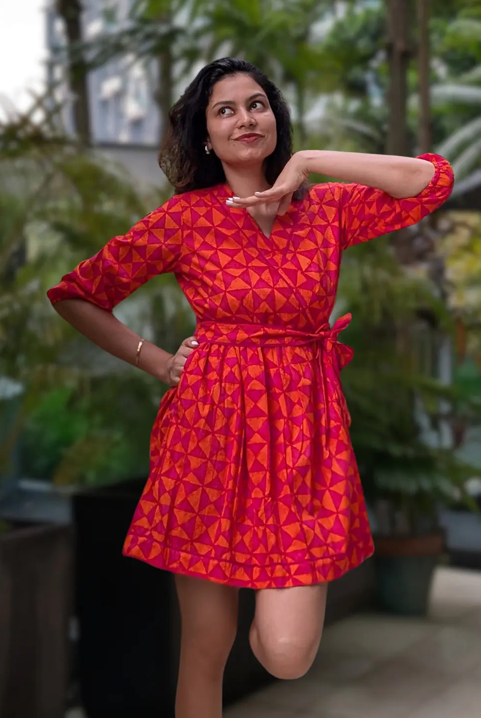 Havana Tango Sorbet Women Short Dress in Cotton Nimbu