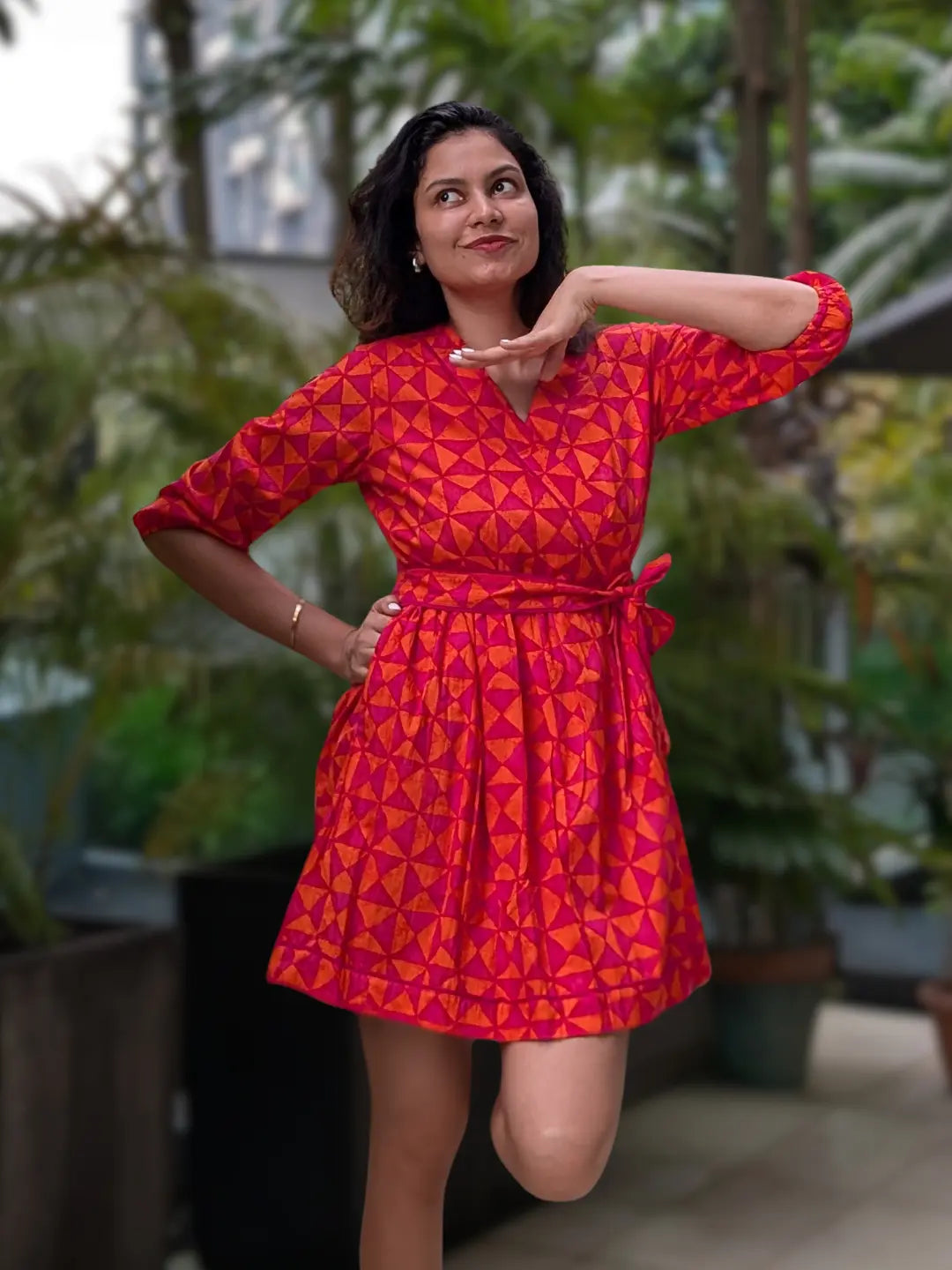 Havana Tango Sorbet Women Short Dress in Cotton Nimbu