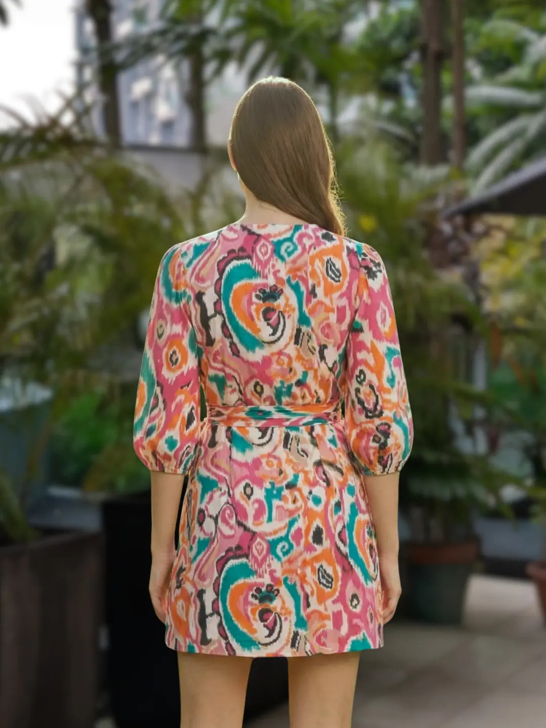 Havana White Rainbow Women Short Dress in Cotton Nimbu