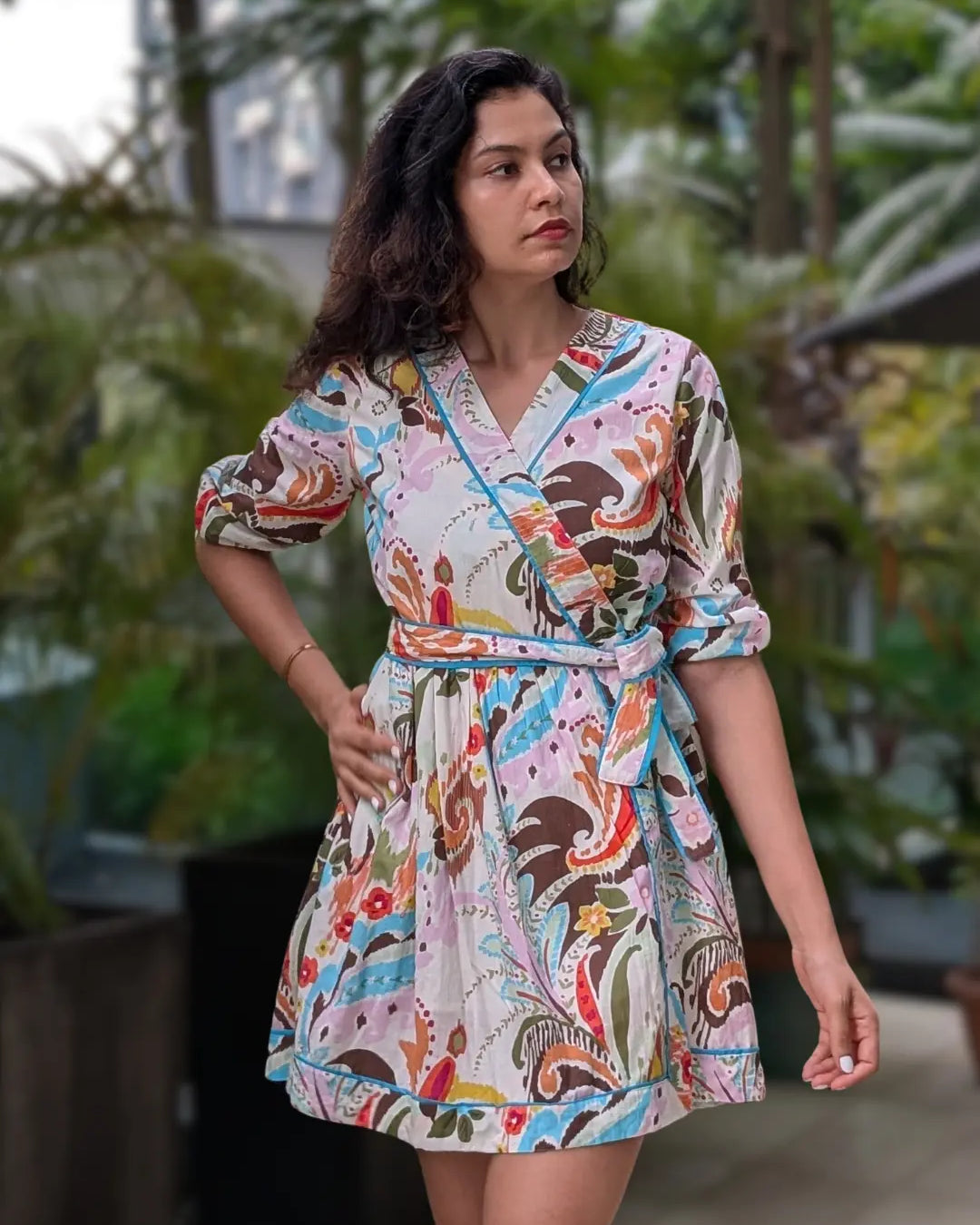 Havana White Unicorn Women Short Dress in Cotton Nimbu