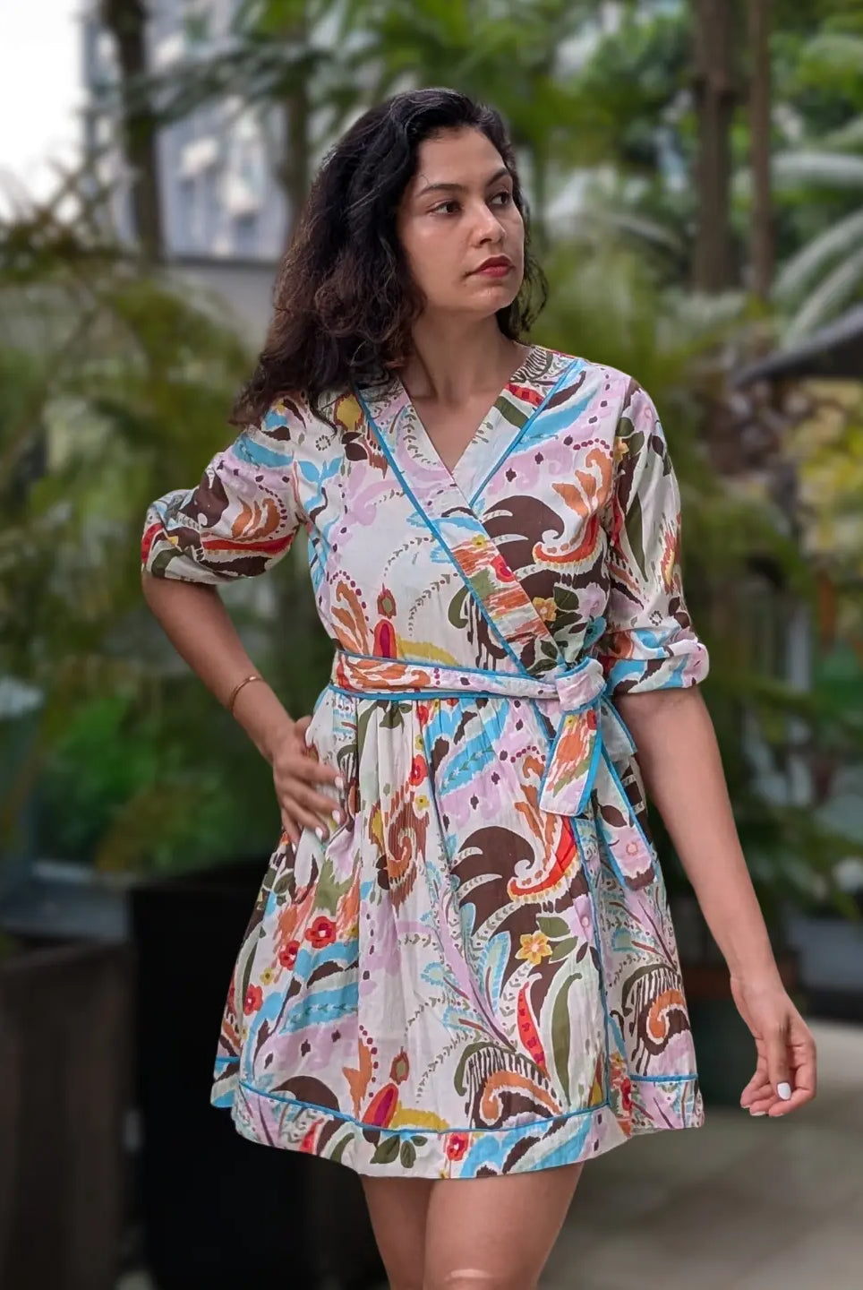 Havana White Unicorn Women Short Dress in Cotton Nimbu