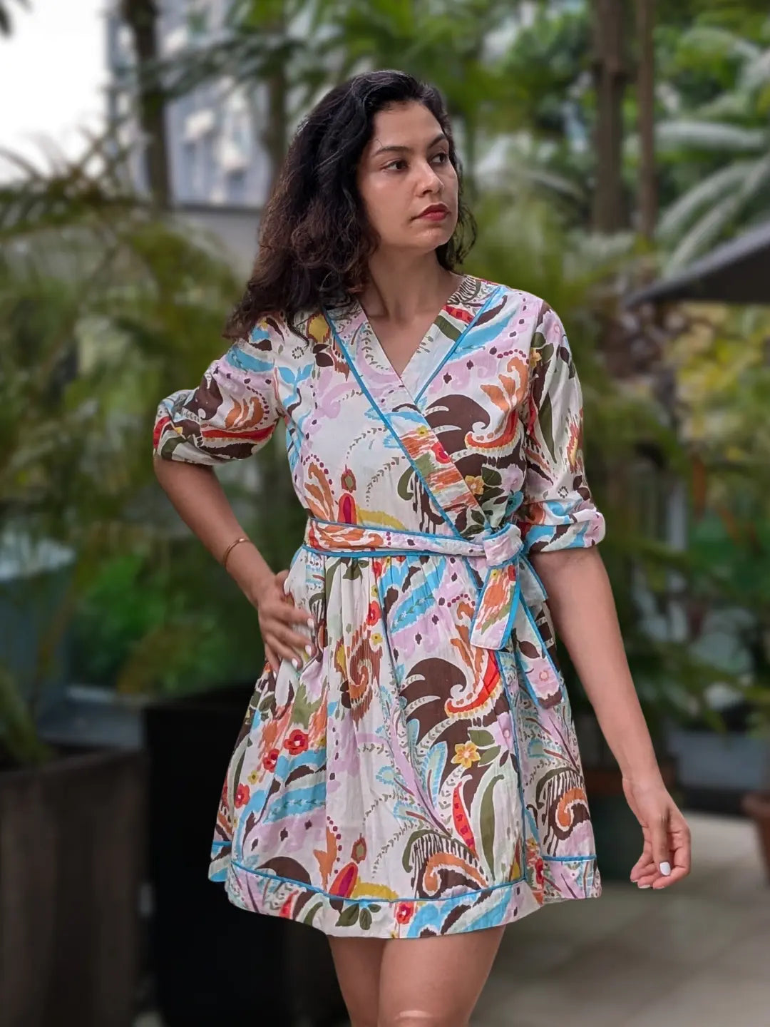 Havana White Unicorn Women Short Dress in Cotton Nimbu