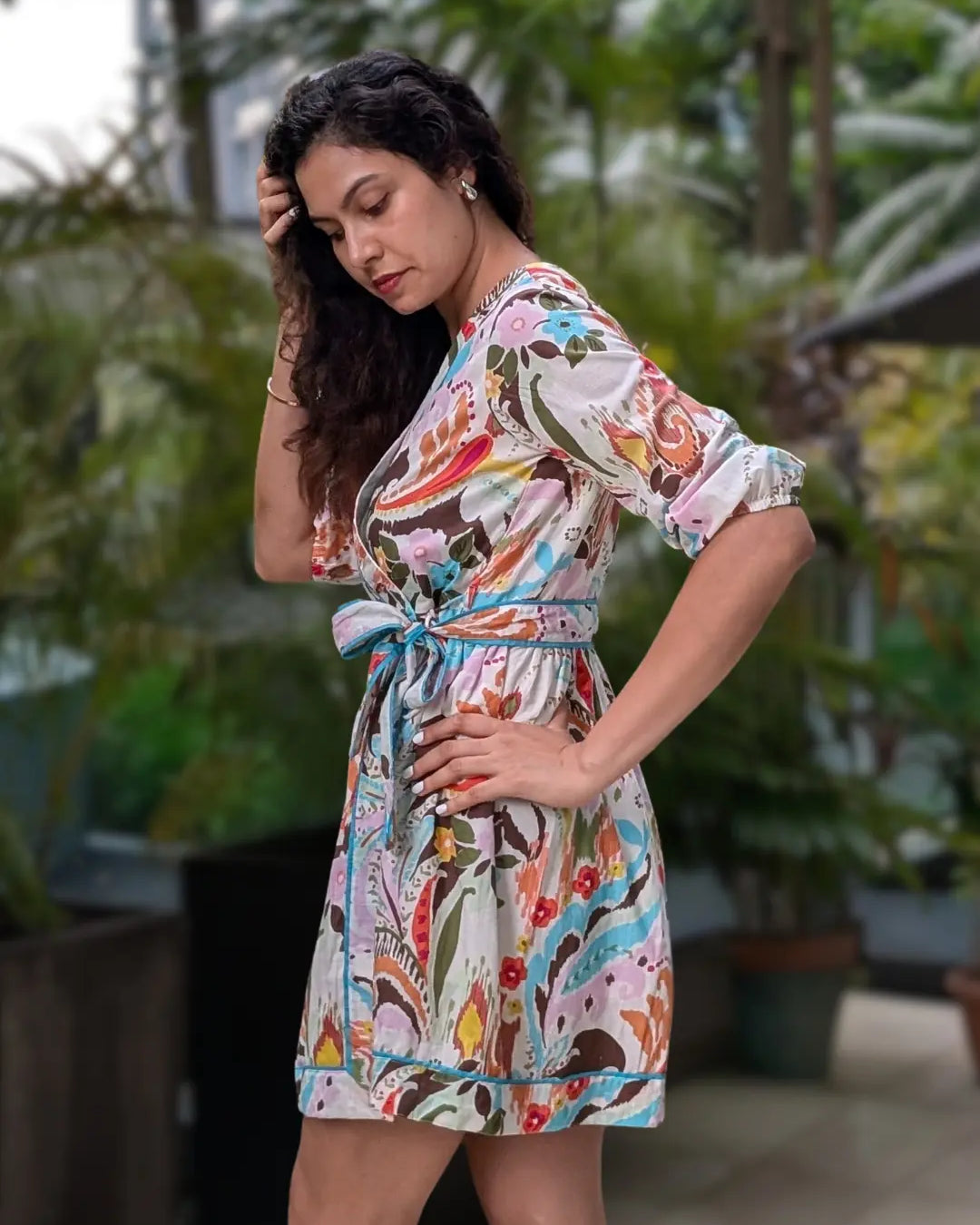 Havana White Unicorn Women Short Dress in Cotton Nimbu