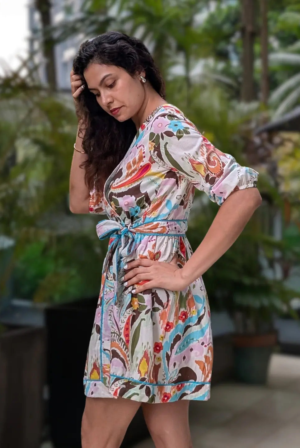 Havana White Unicorn Women Short Dress in Cotton Nimbu