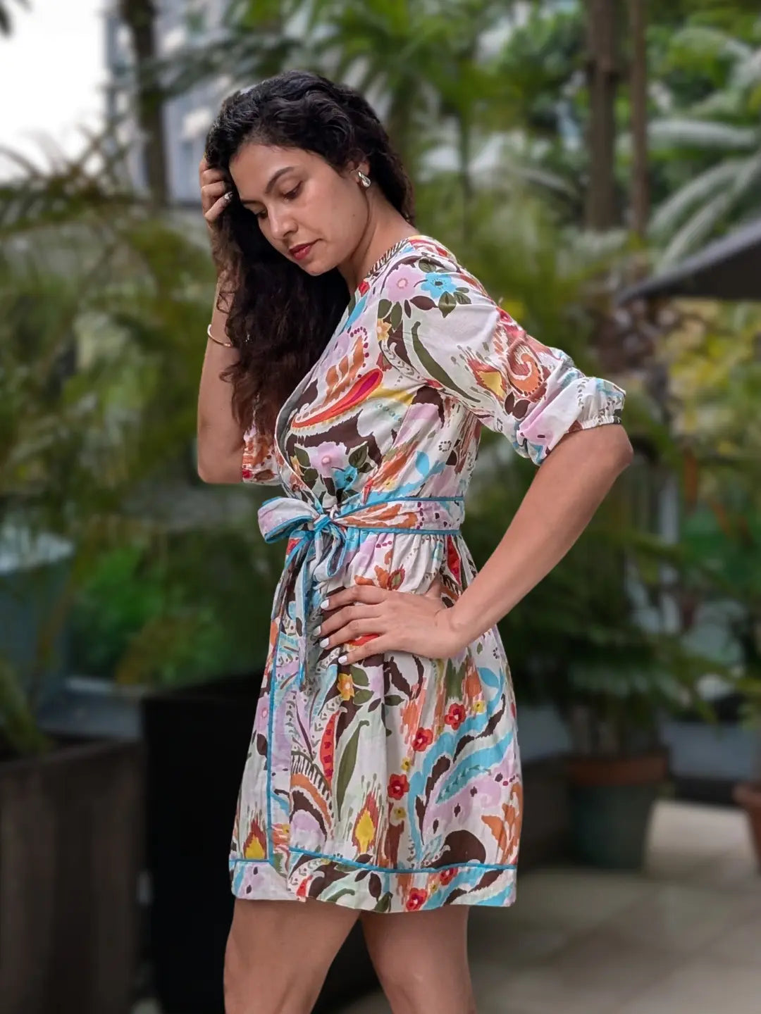 Havana White Unicorn Women Short Dress in Cotton Nimbu