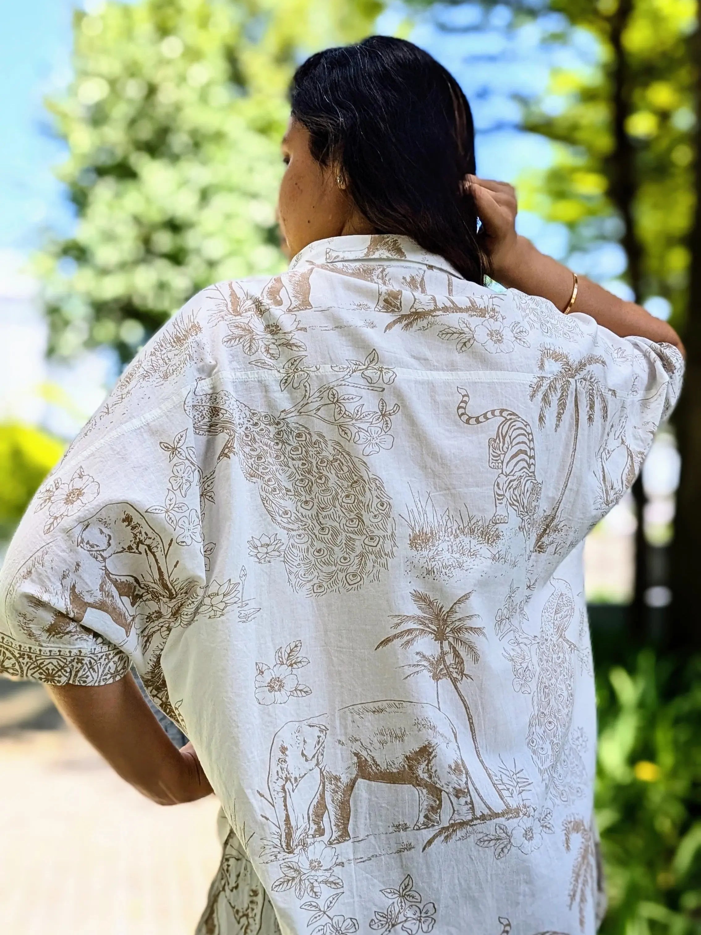 Hi-Lo Amazon Gold Womens Oversize Shirt in White Nimbu