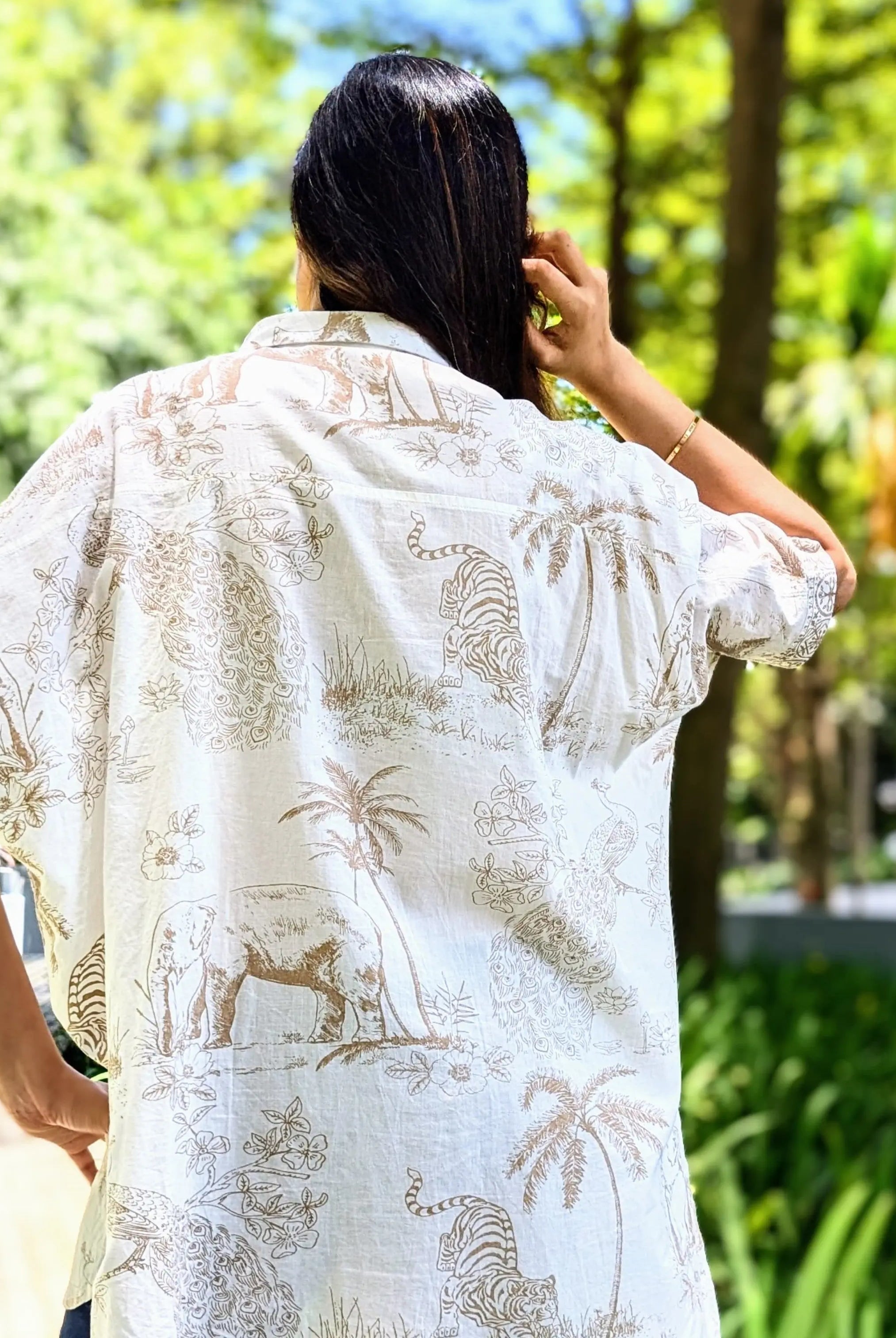 Hi-Lo Amazon Gold Womens Oversize Shirt in White Nimbu