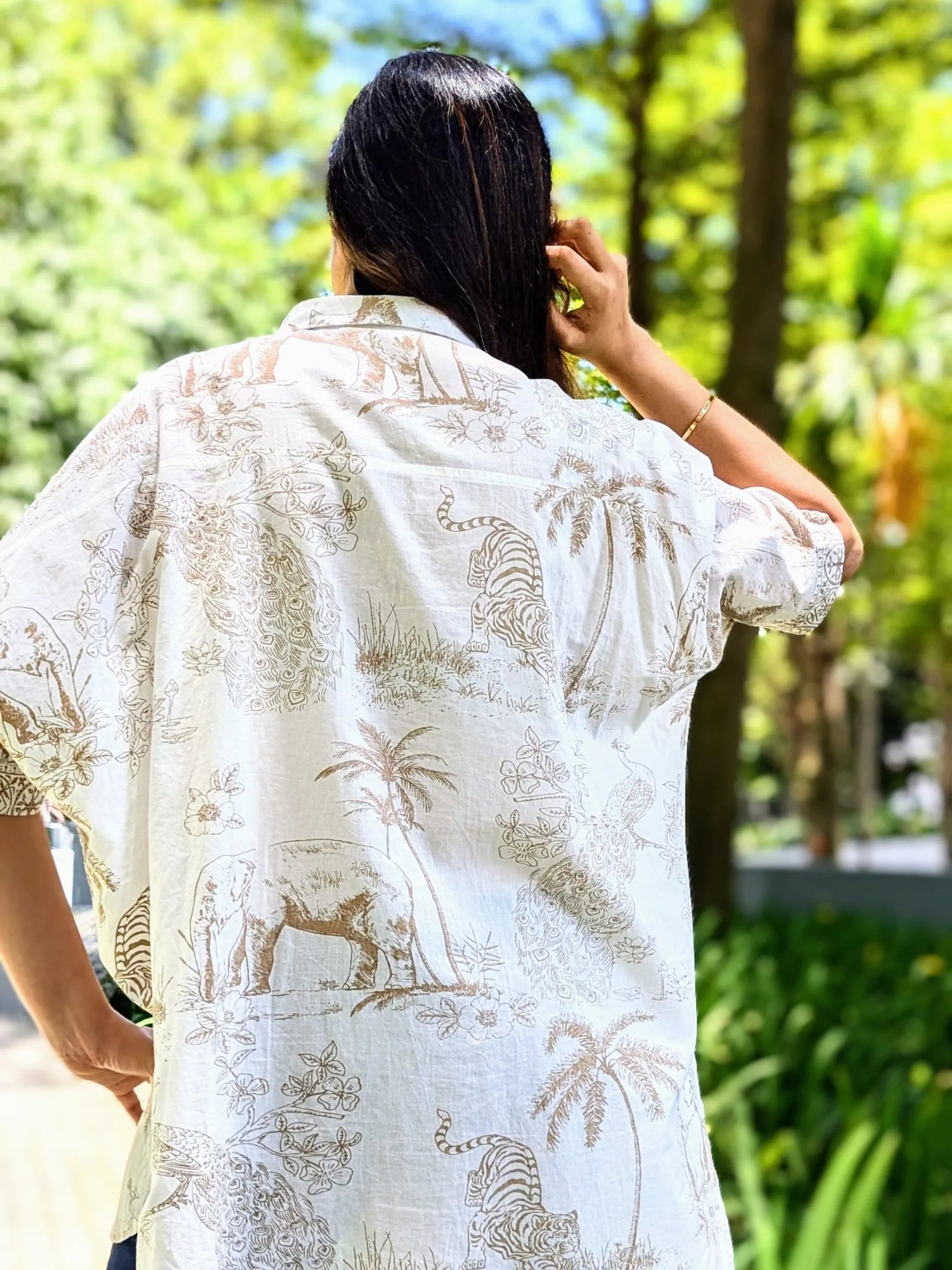 Hi-Lo Amazon Gold Womens Oversize Shirt in White Nimbu