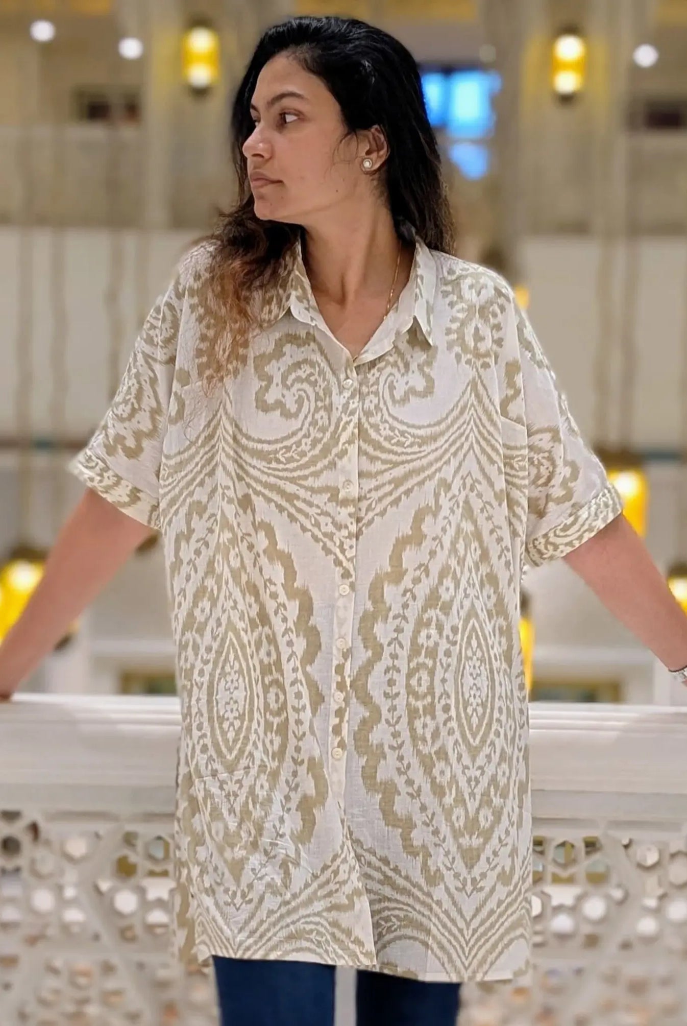 Hi-Lo Cotton Oversize Shirt in White