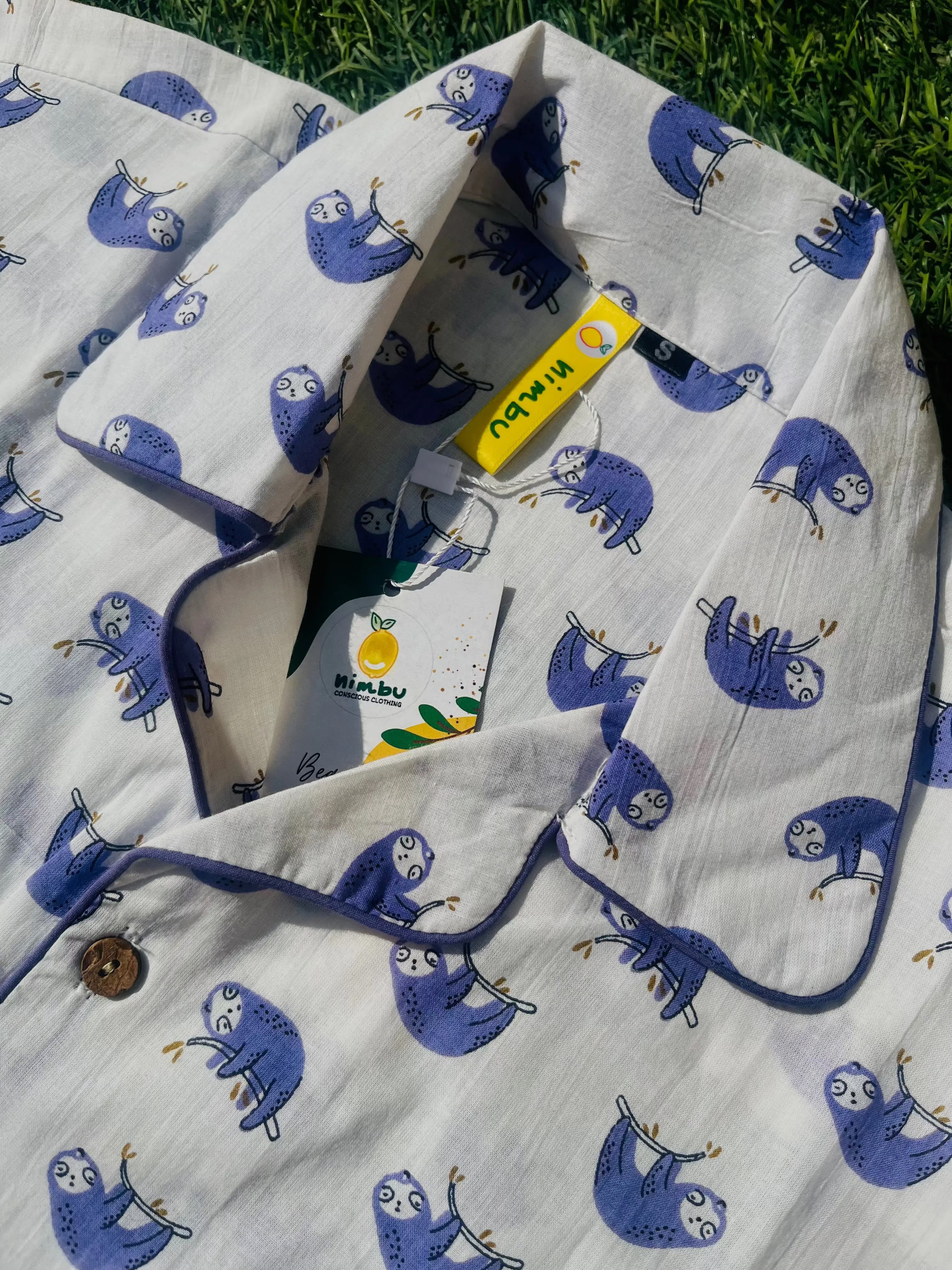 Sleepy Sloth Cotton Lounge Wear set for Adults Nimbu Kids