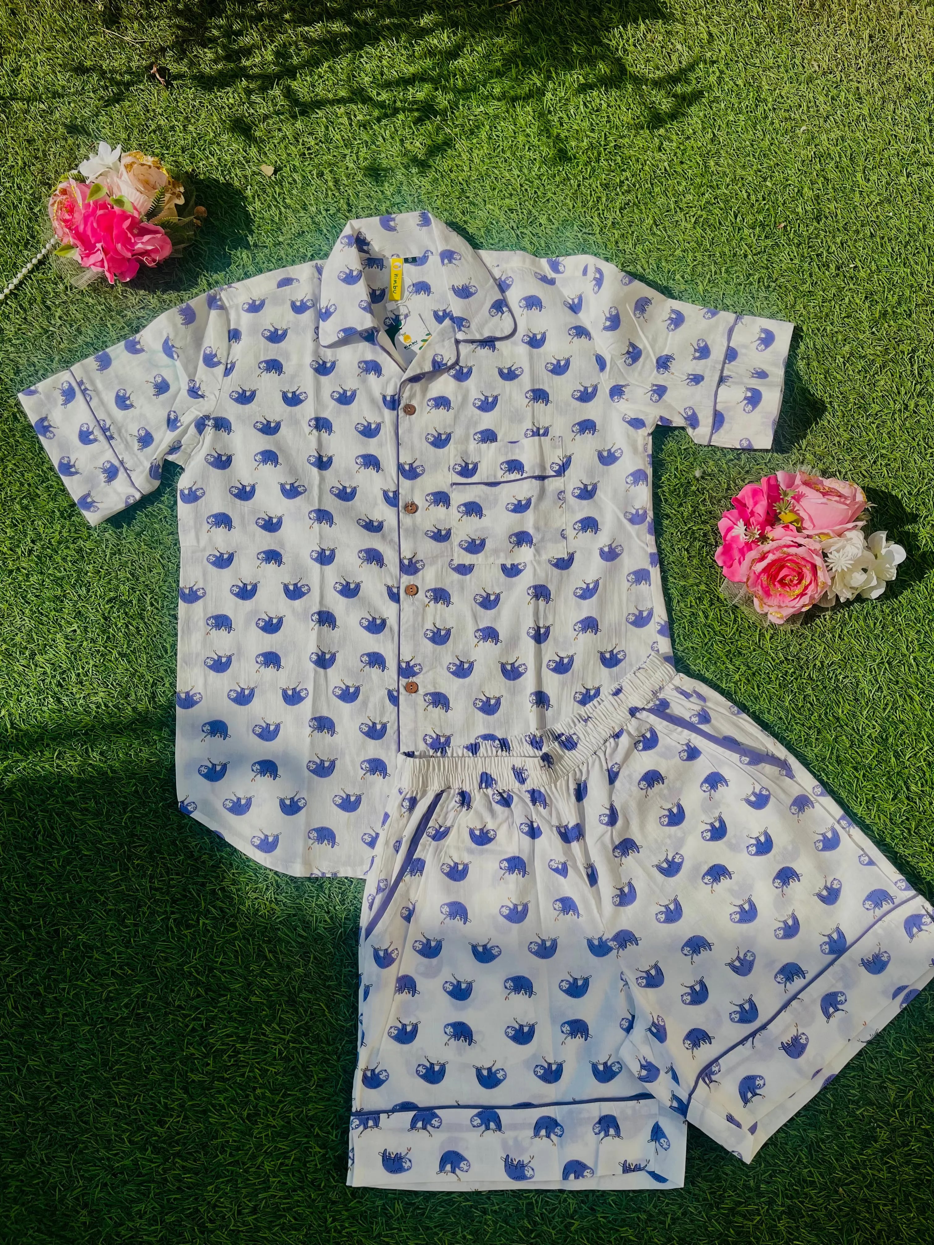 Sleepy Sloth Cotton Lounge Wear set for Adults Nimbu Kids