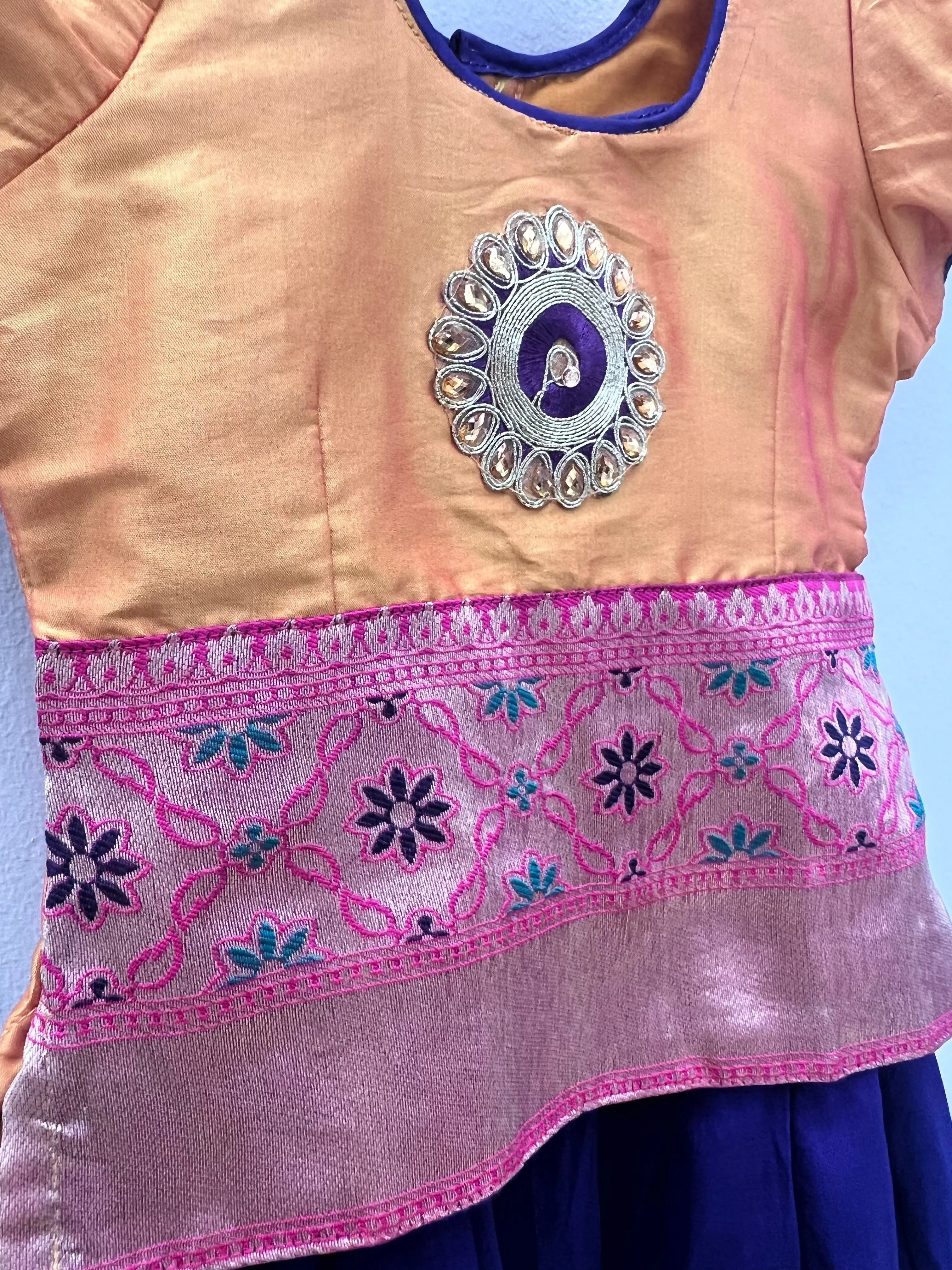 Preloved Yellow Pink Purple Pavadai Nimbu Kids