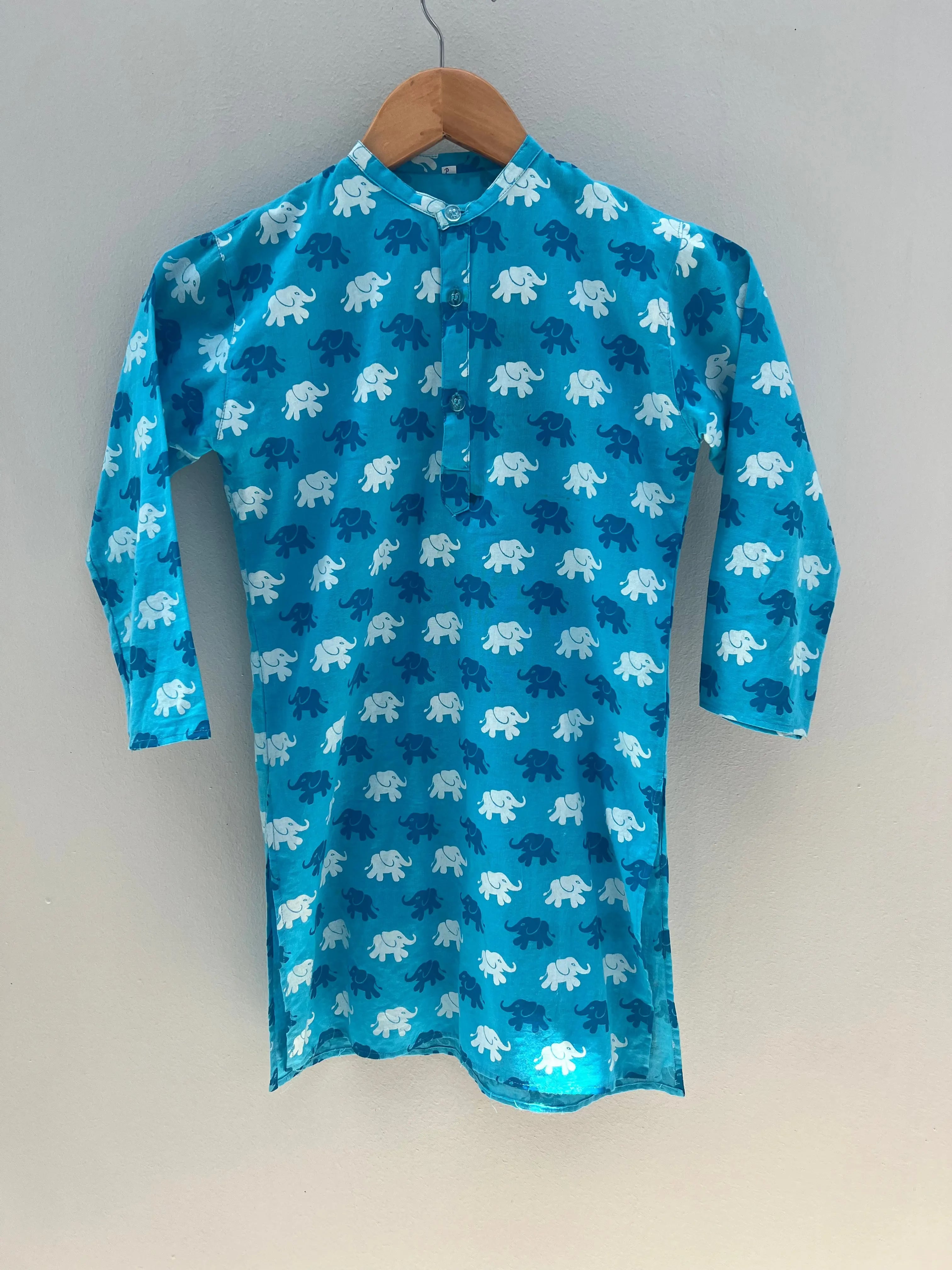 Preloved Blue Elephant Kurta for Boys Nimbu