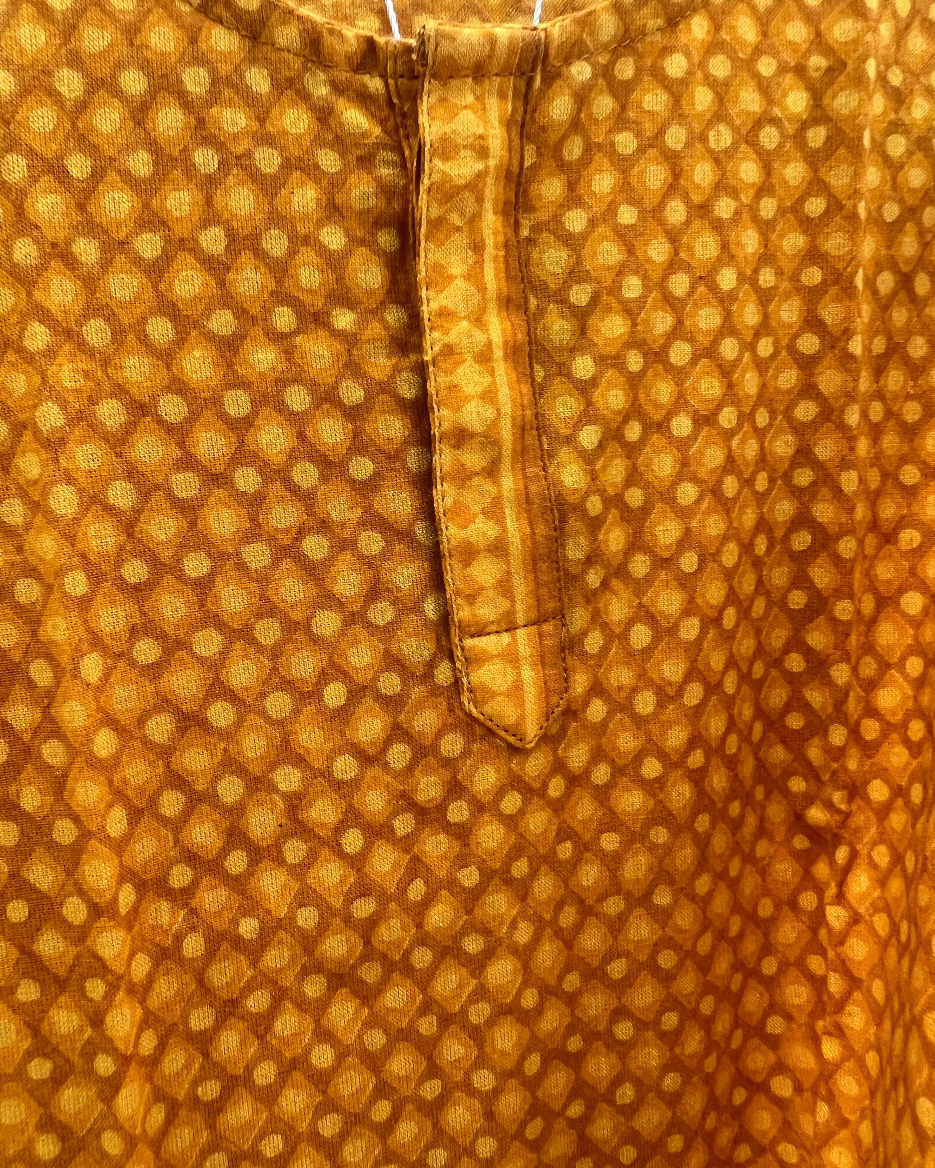 Preloved Kurta Pajama Set in Patterned Yellow for Boys Nimbu