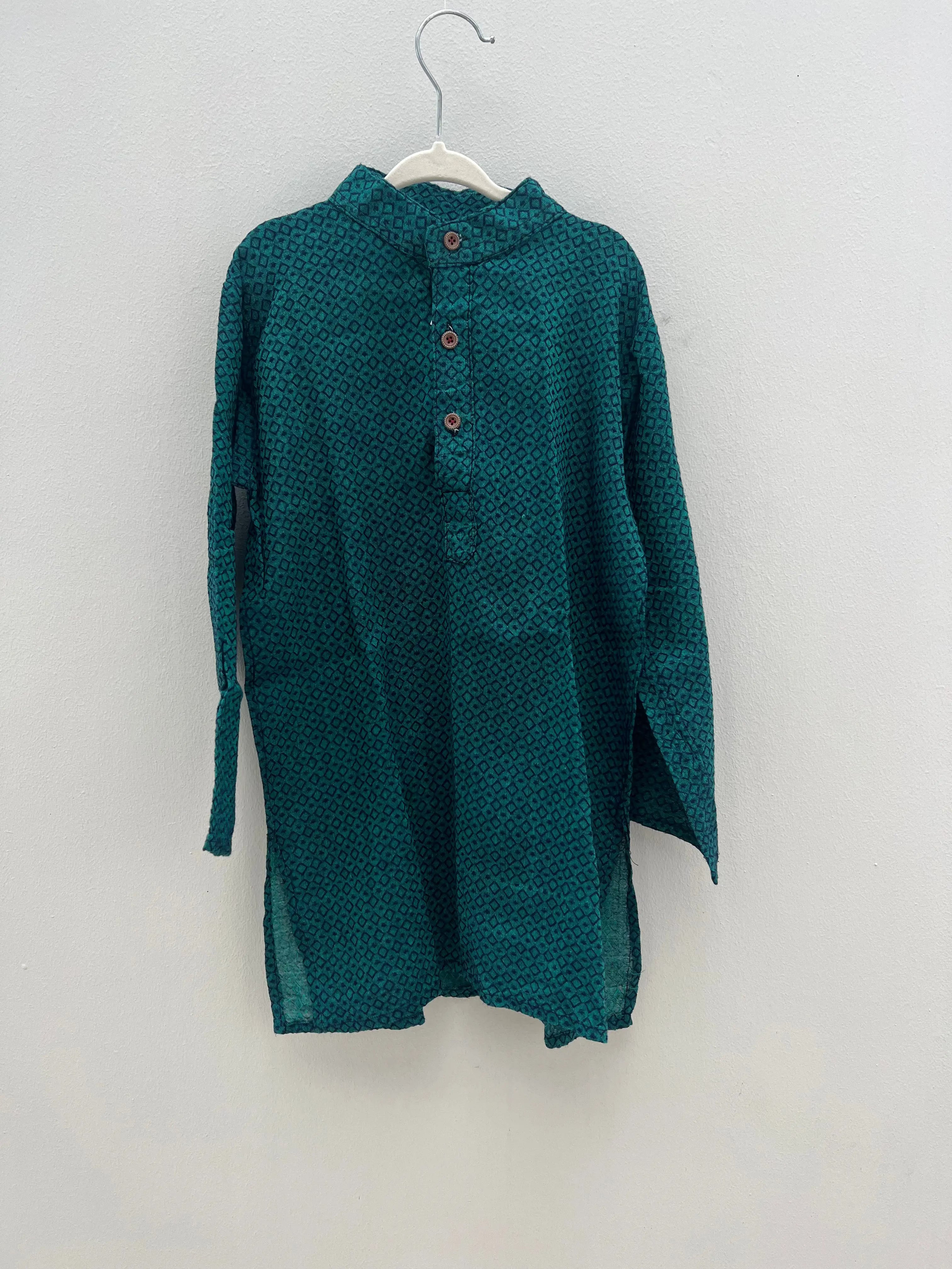 Preloved Kurta in Patterned Green for Boys Nimbu