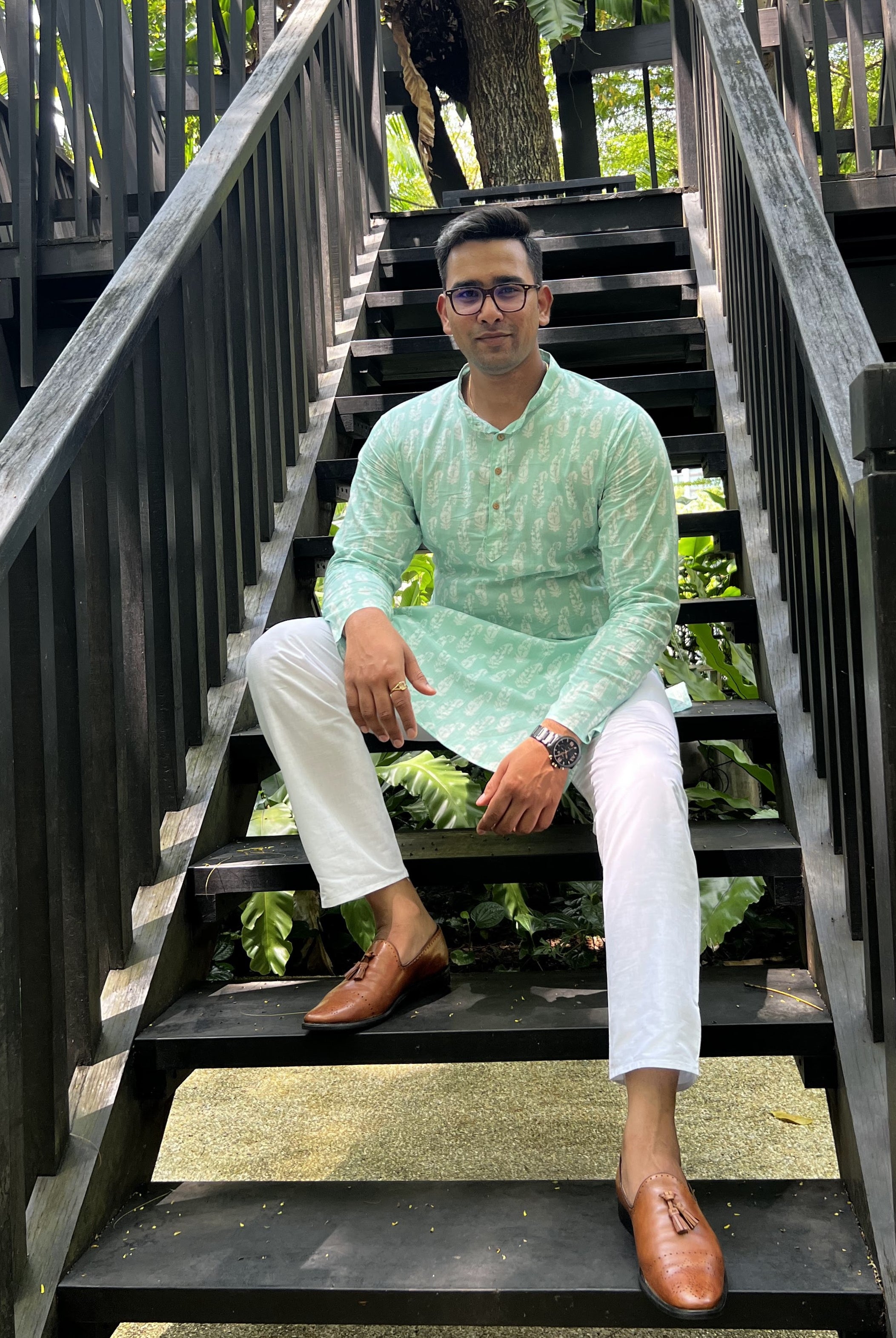 Sea Breeze Paisley Mens Jacket Set in Blue Nimbu Singaproe