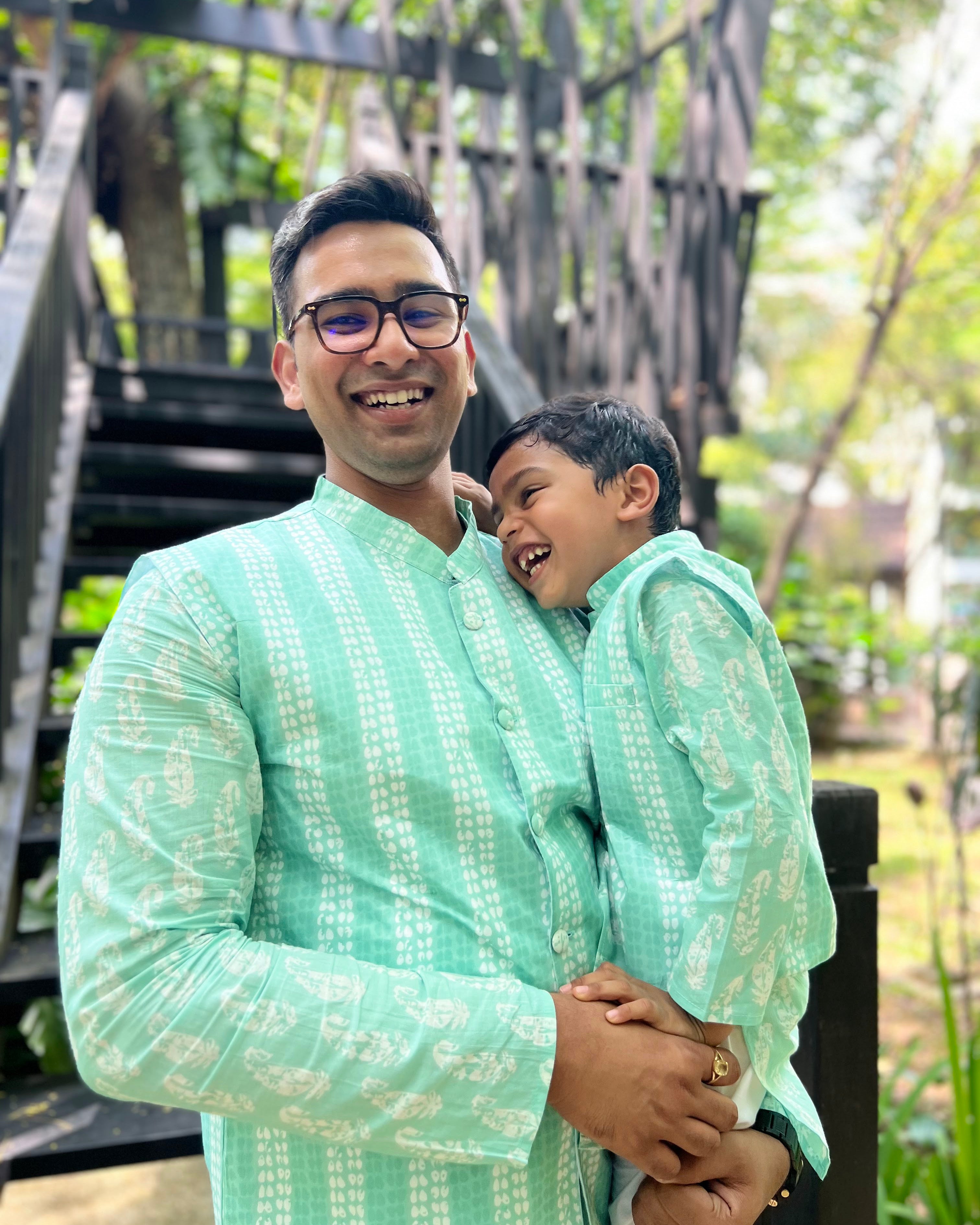 Kurta Jacket for Men match with kids Nimbu SIngapore
