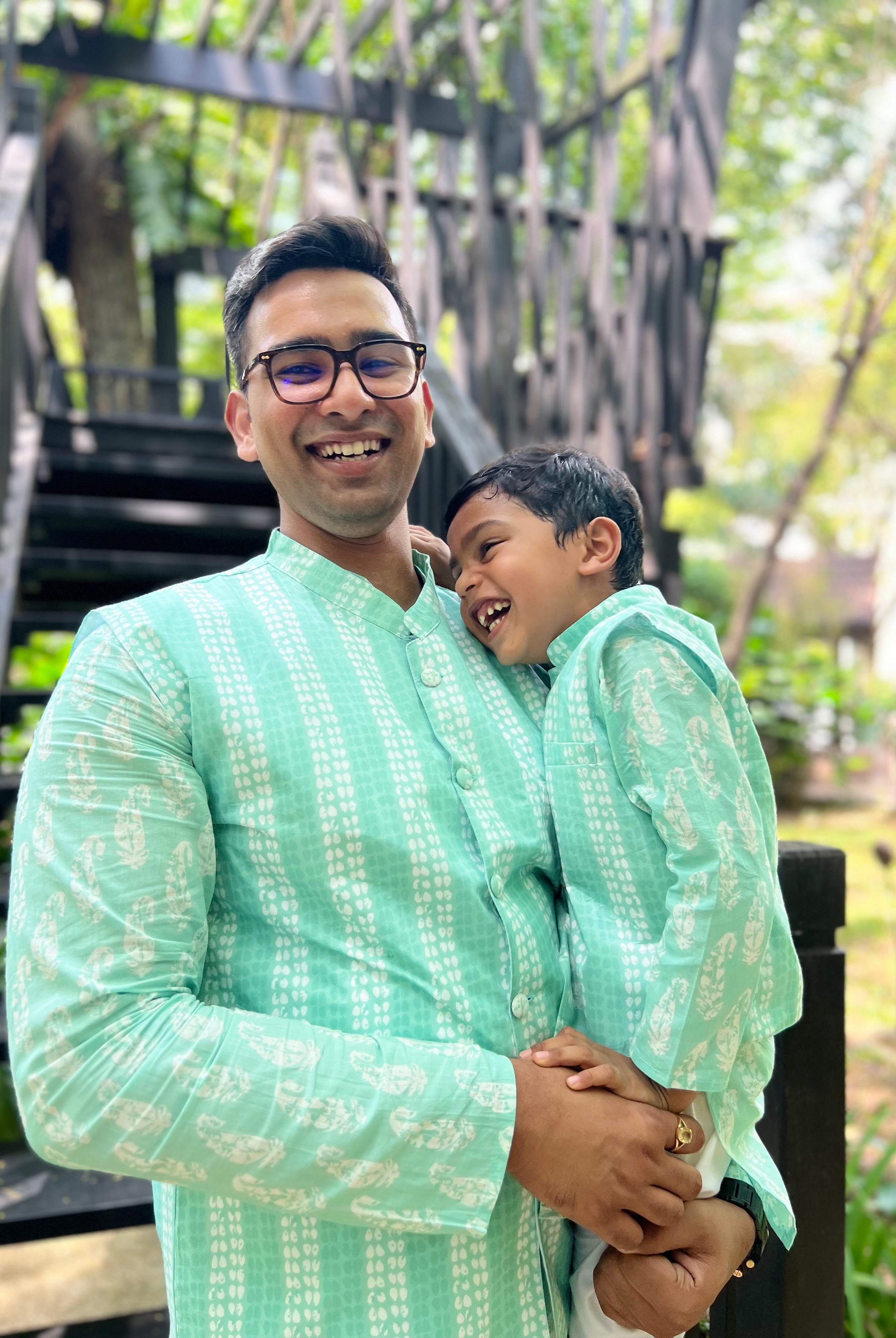 Kurta Jacket for Men match with kids Nimbu SIngapore