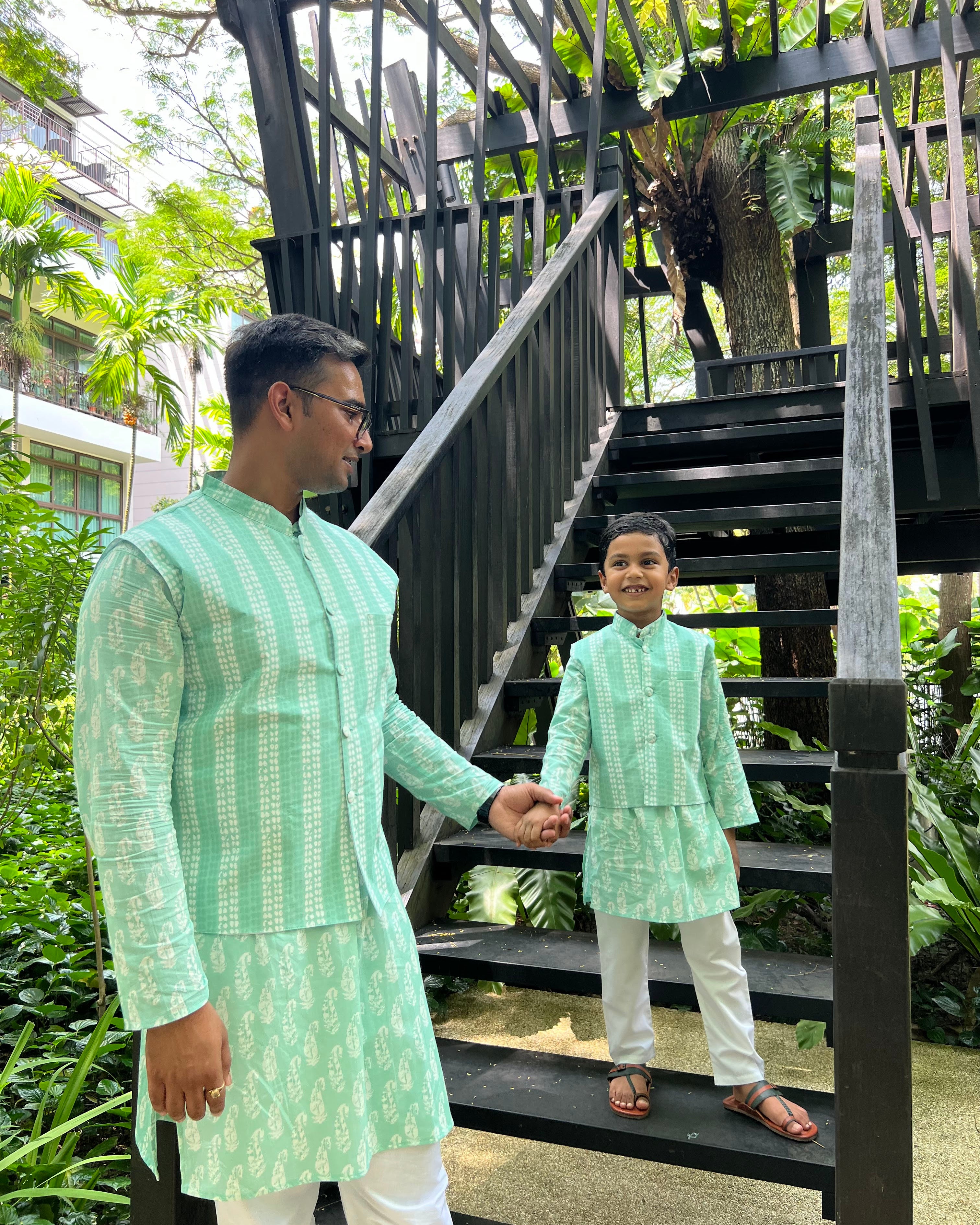 Kurta Jacket for Men match with kids Nimbu SIngapore